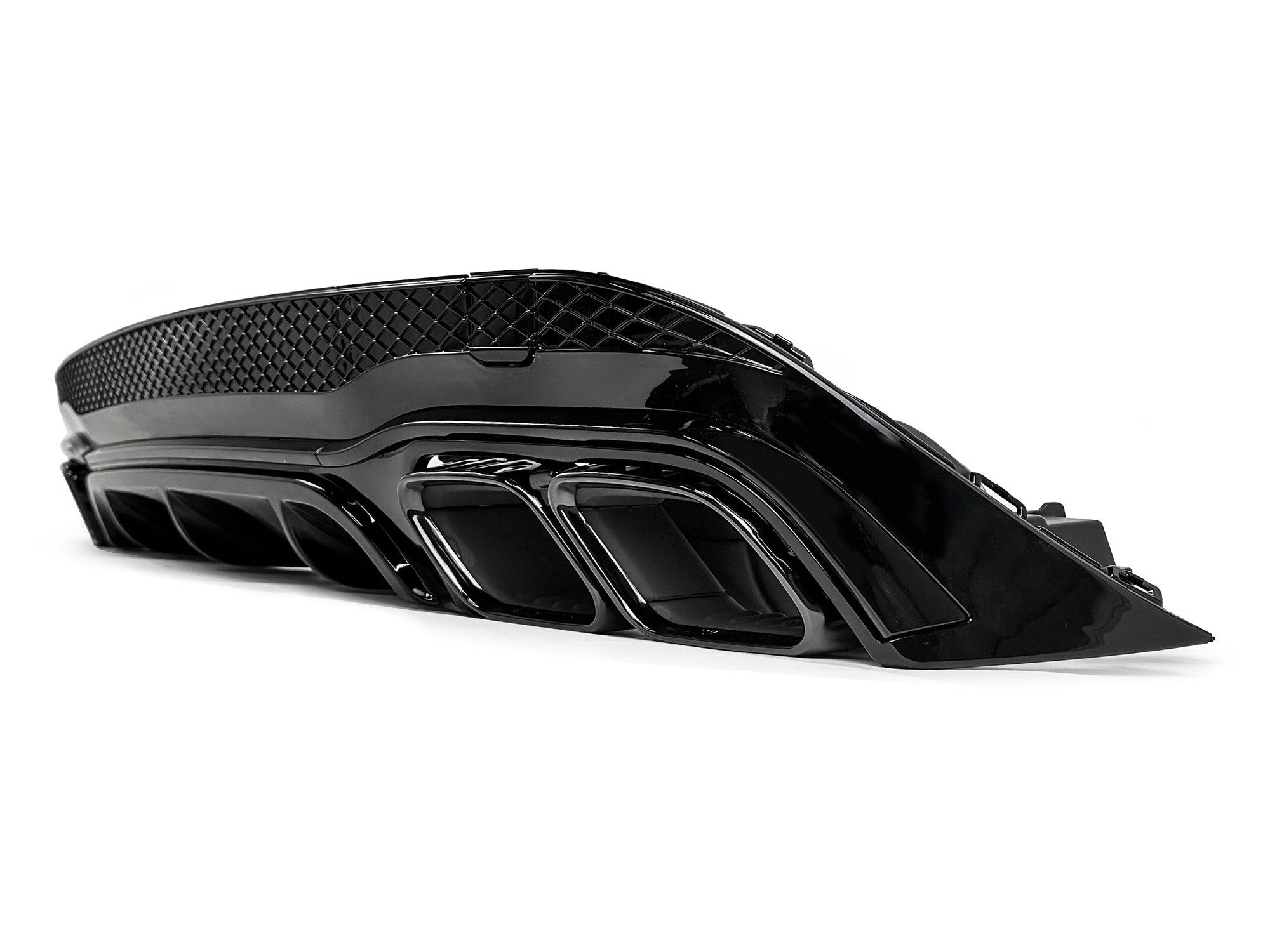 Schwarz Heckdiffusor + Auspuffblenden für Mercedes C207 Coupe A207 Cabrio E250 E350 AMG Line 2013-2017