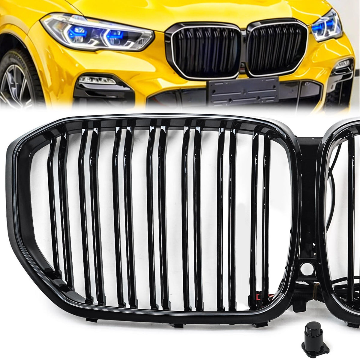 Doppelsteg Schwarz LED Grill Kühlergrill Nieren für BMW X5 G05 2018-2023
