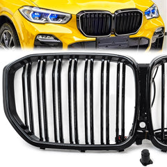 Doppelsteg Schwarz LED Grill Kühlergrill Nieren für BMW X5 G05 2018-2023