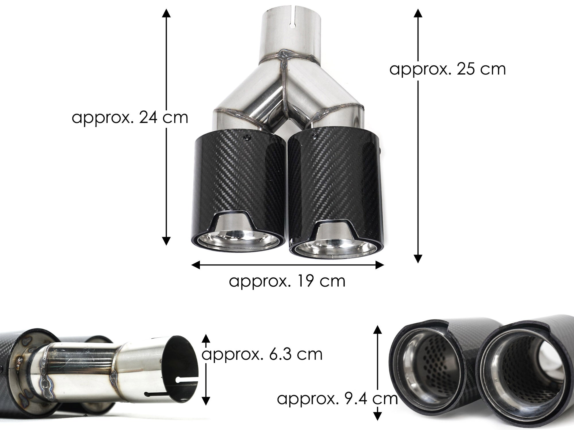 Carbon Chrom Doppel Endrohre Auspuffblenden Auspuff 4 Rohr Duplex für 5er F10 F11 535i 535d
