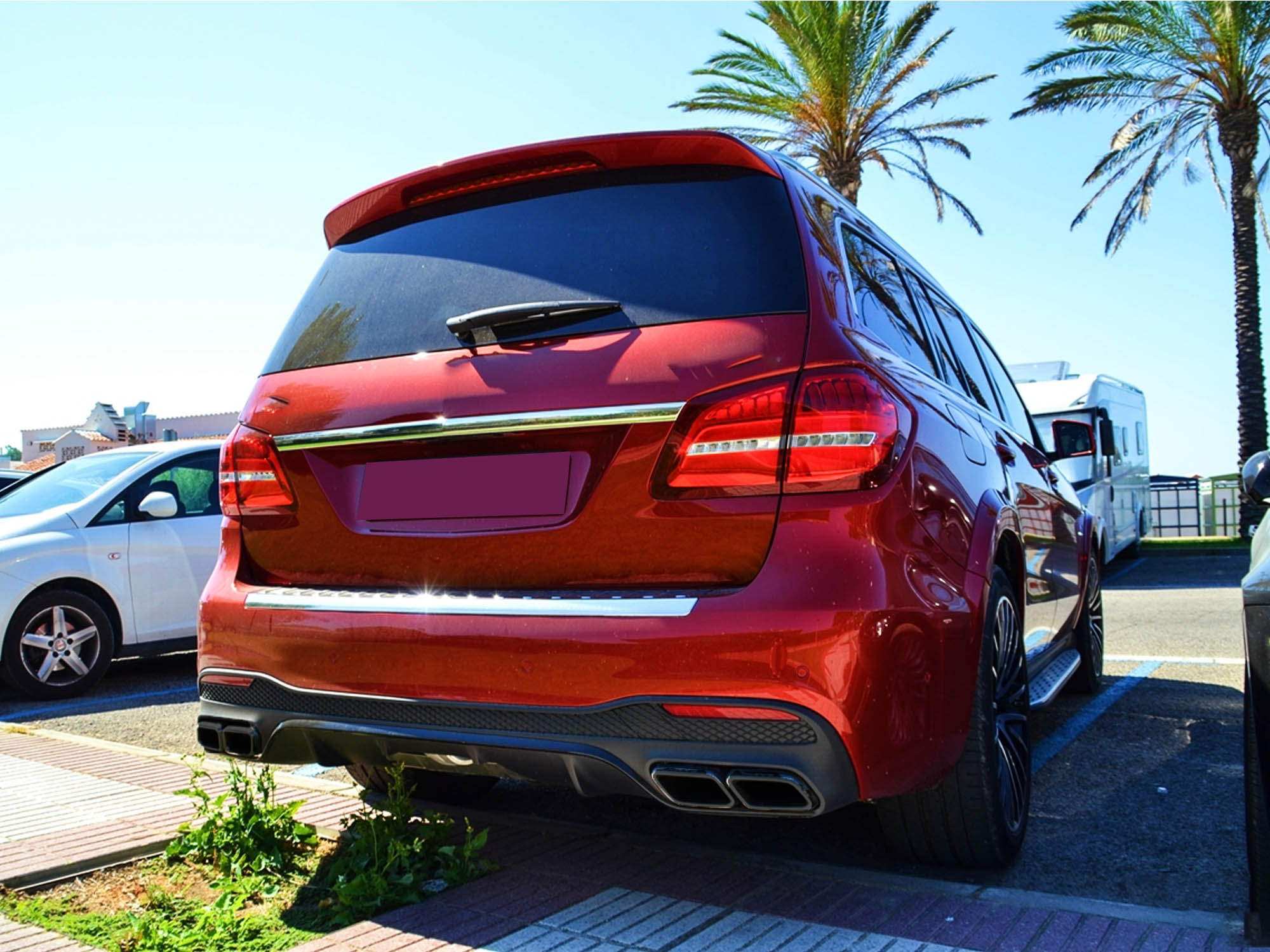 Heckdiffusor + Endrohre Schwarz für Mercedes GLS X166 AMG Line 2015-2019