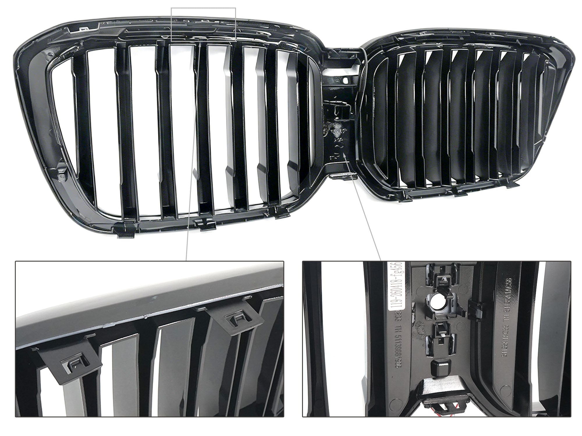 Schwarz Einsteg LED Kühlergrill Frontgrill Grill Nieren für BMW X3 G01 X4 G02 22+ LCI