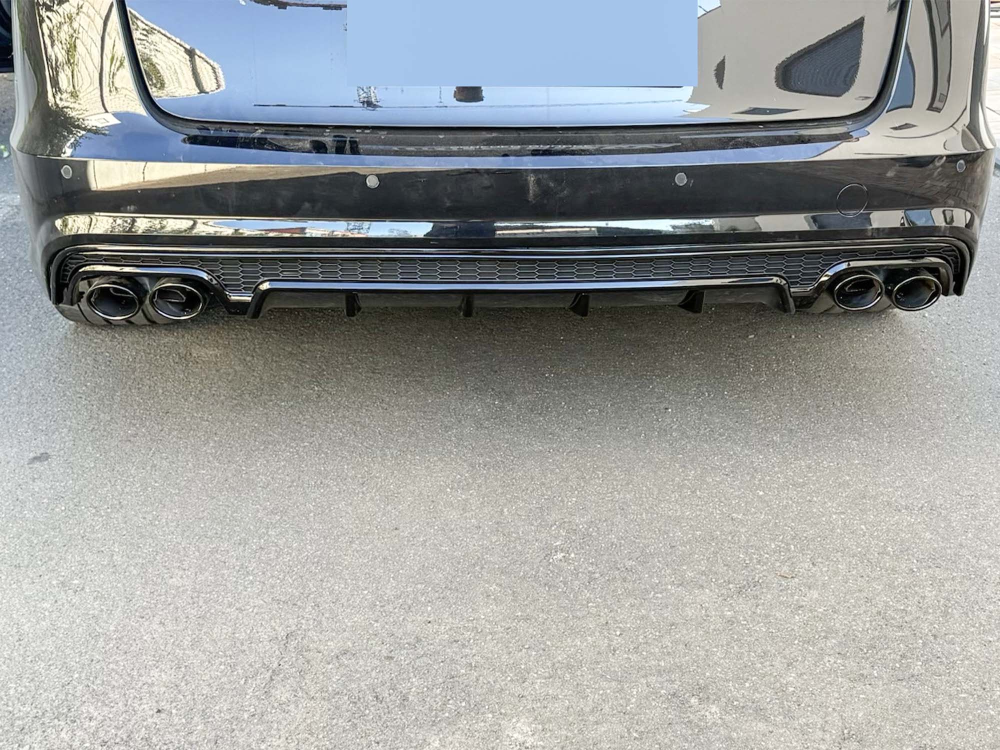 Heckdiffusor Diffusor + Auspuffblenden Schwarz für AUDI A6 C7 4G Limo Avant S Line 2015-2018 OHNE ABE