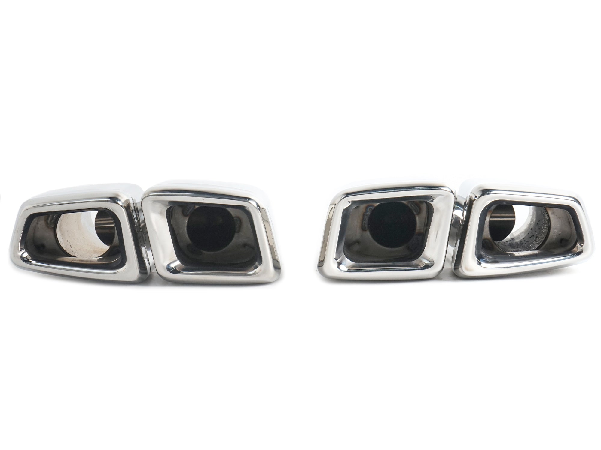 Auspuffblenden Doppelrohr Endrohre Chrom für Mercedes CLS W218 C218 C219 W221 S63 AMG W212 et91