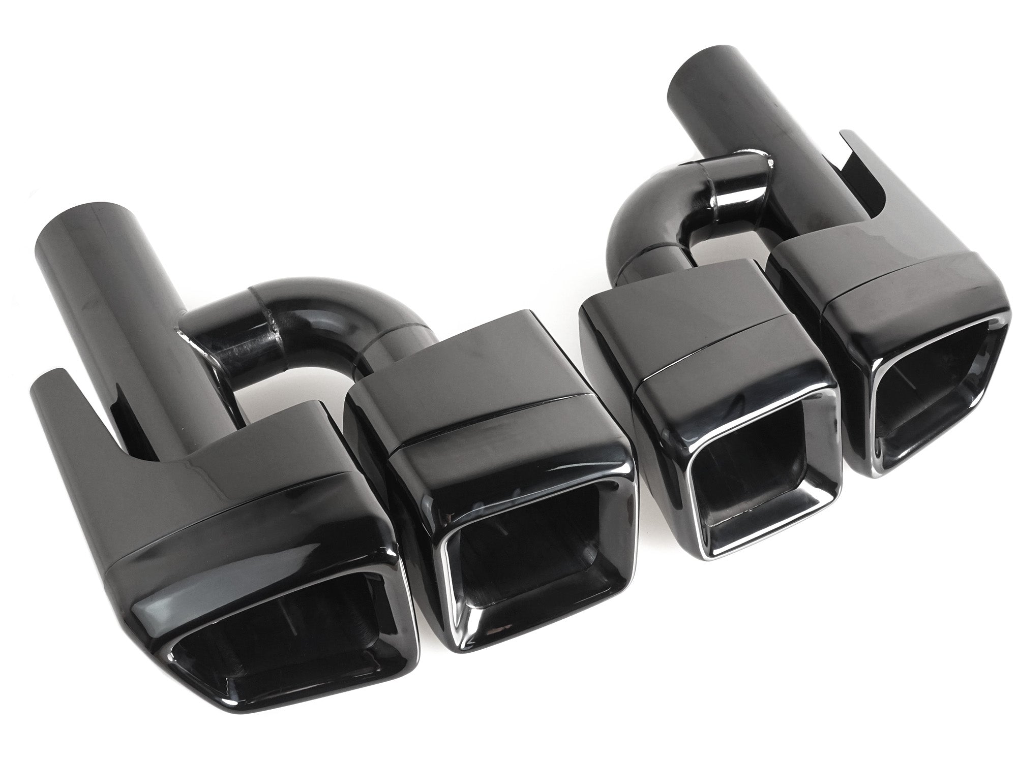 Auspuffblenden Endrohre H Eckig Schwarz für Mercedes CLS C219 C218 W221 S63 AMG et92