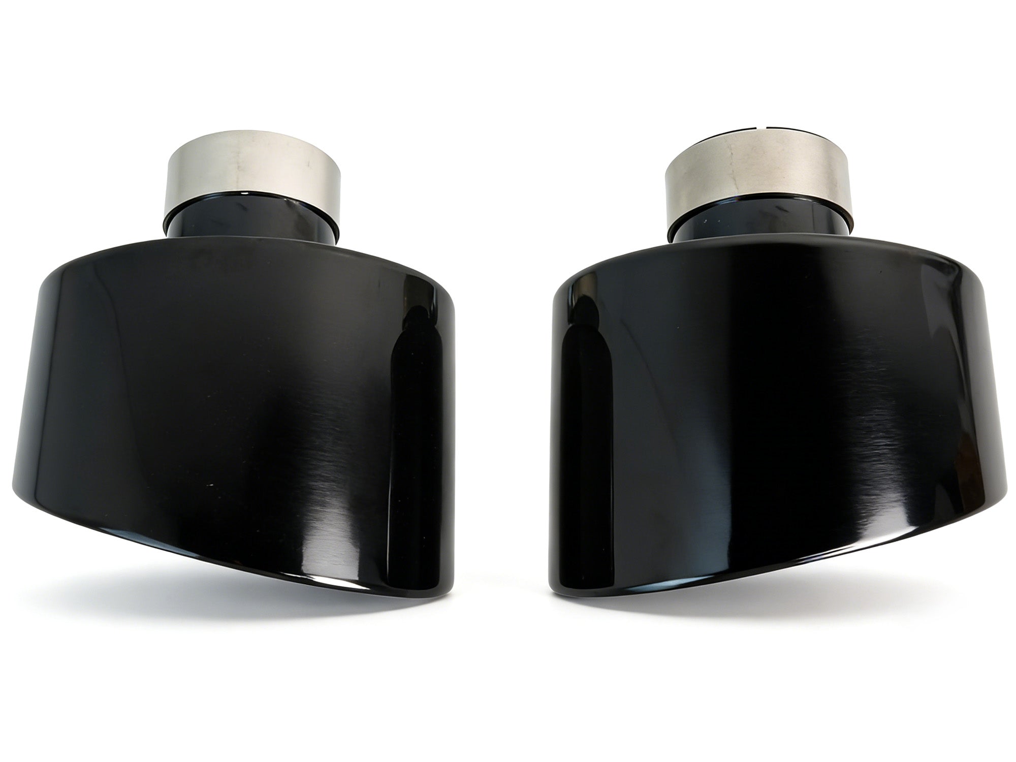 NEU Glänzend Schwarz Endrohr Auspuffblenden Blende für AUDI RS Stoßstange et268