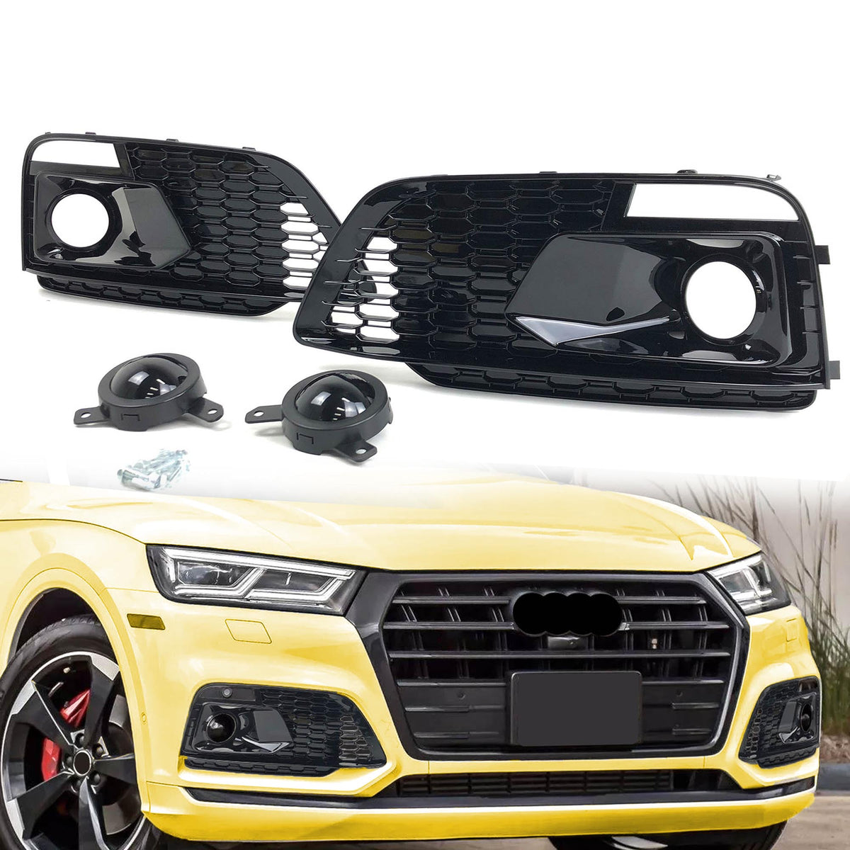 Lüftungsgitter Nebelscheinwerfer Grill für Audi Q5 SQ5 FY 2017-2020 mit ACC