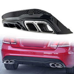 Schwarz Heckdiffusor Chrom Endrohre für Mercedes-Benz E Kl. C207 A207 AMG Line 13-16