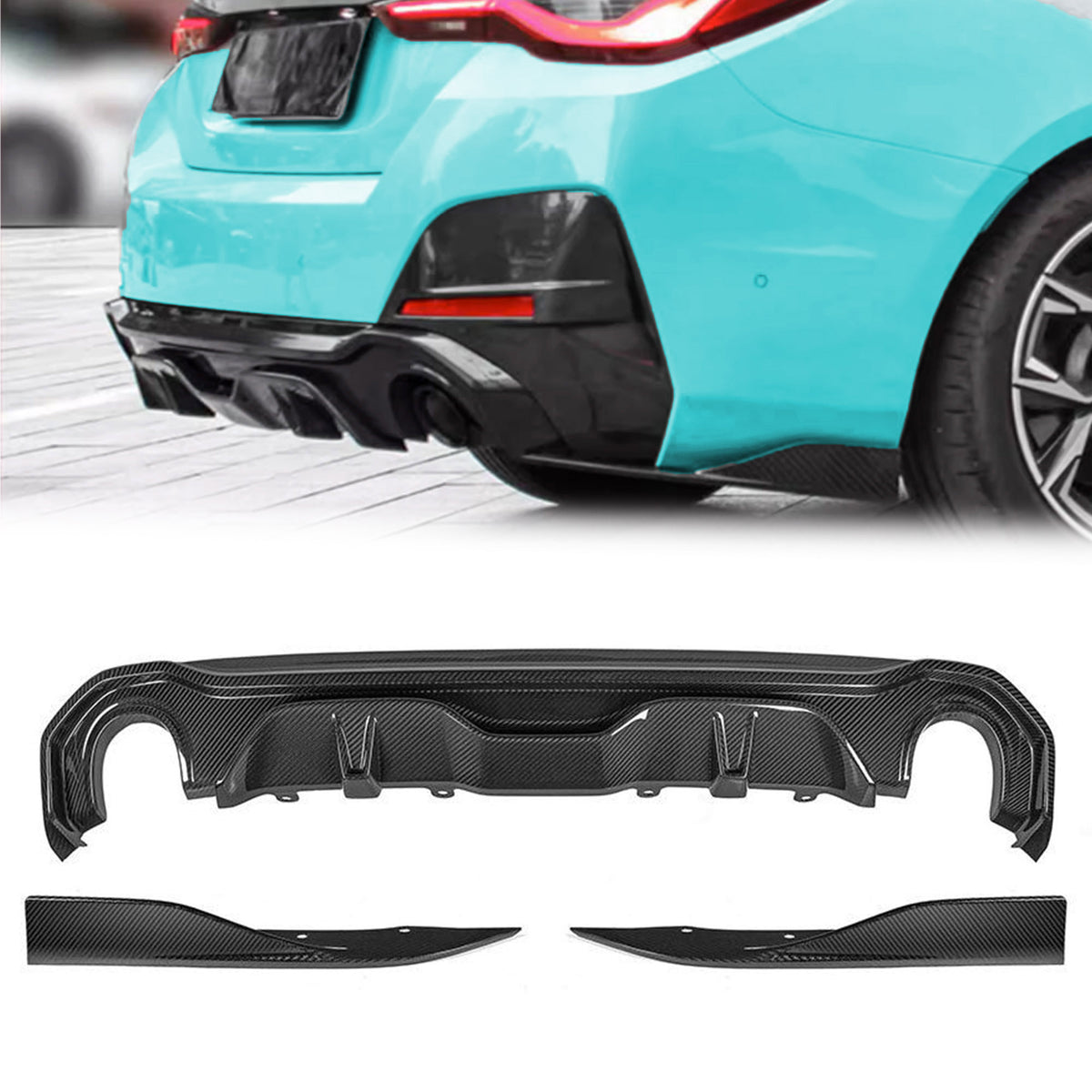 100% Echt Carbon Fiber Diffusor für BMW 4er G26 Gran Coupe Sport Paket ab 2021