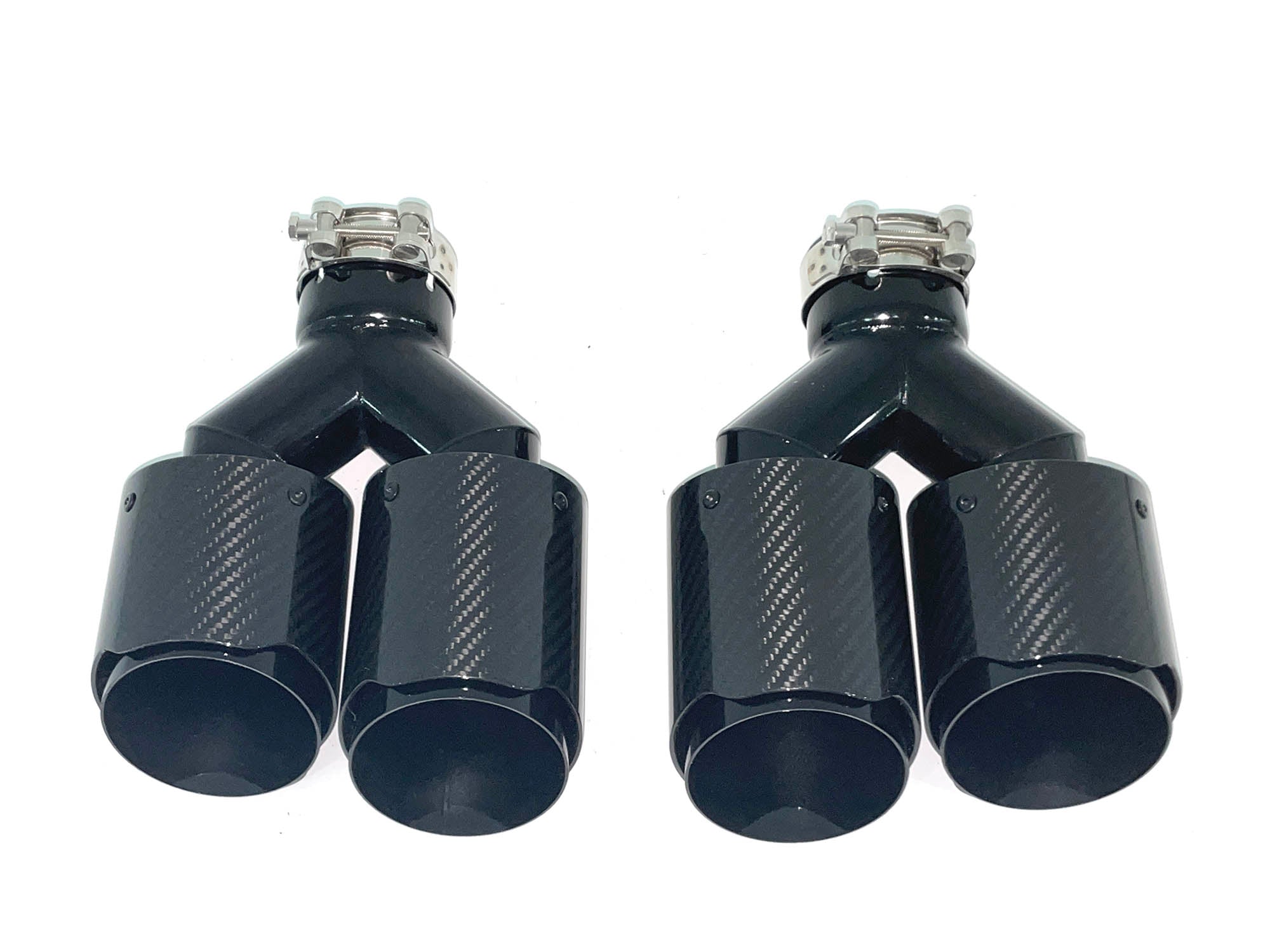 NEU Glanz Carbon Fiber Auspuffblende Endrohre Sportauspuff Passend für Universal 62-65mm et280