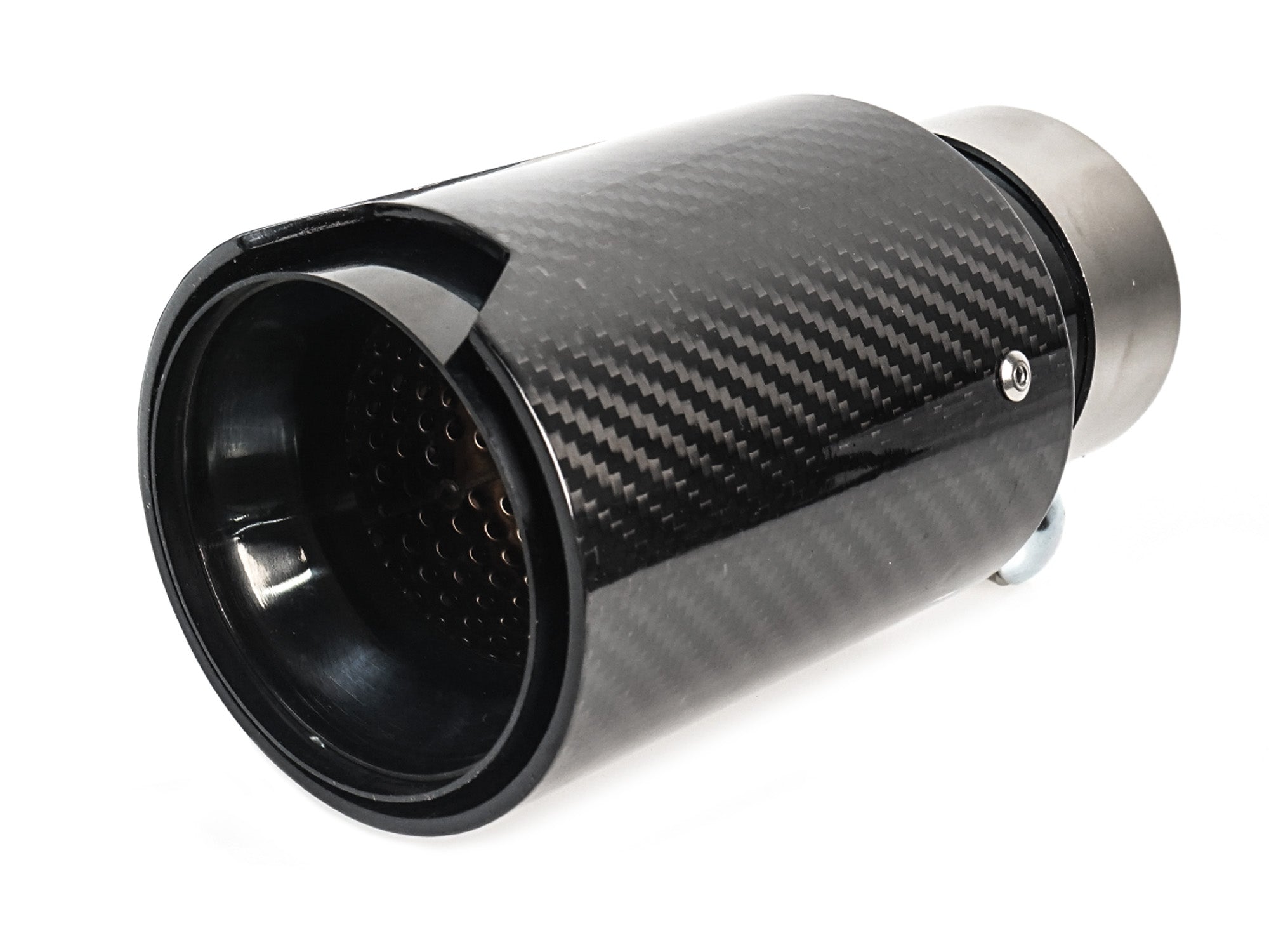 NEU Schwarz Chrom Carbon Fiber Auspuffblende Endrohre Sportauspuff Passend für Universal 60-63mm et278