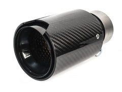 NEU Schwarz Chrom Carbon Fiber Auspuffblende Endrohre Sportauspuff Passend für Universal 60-63mm et278