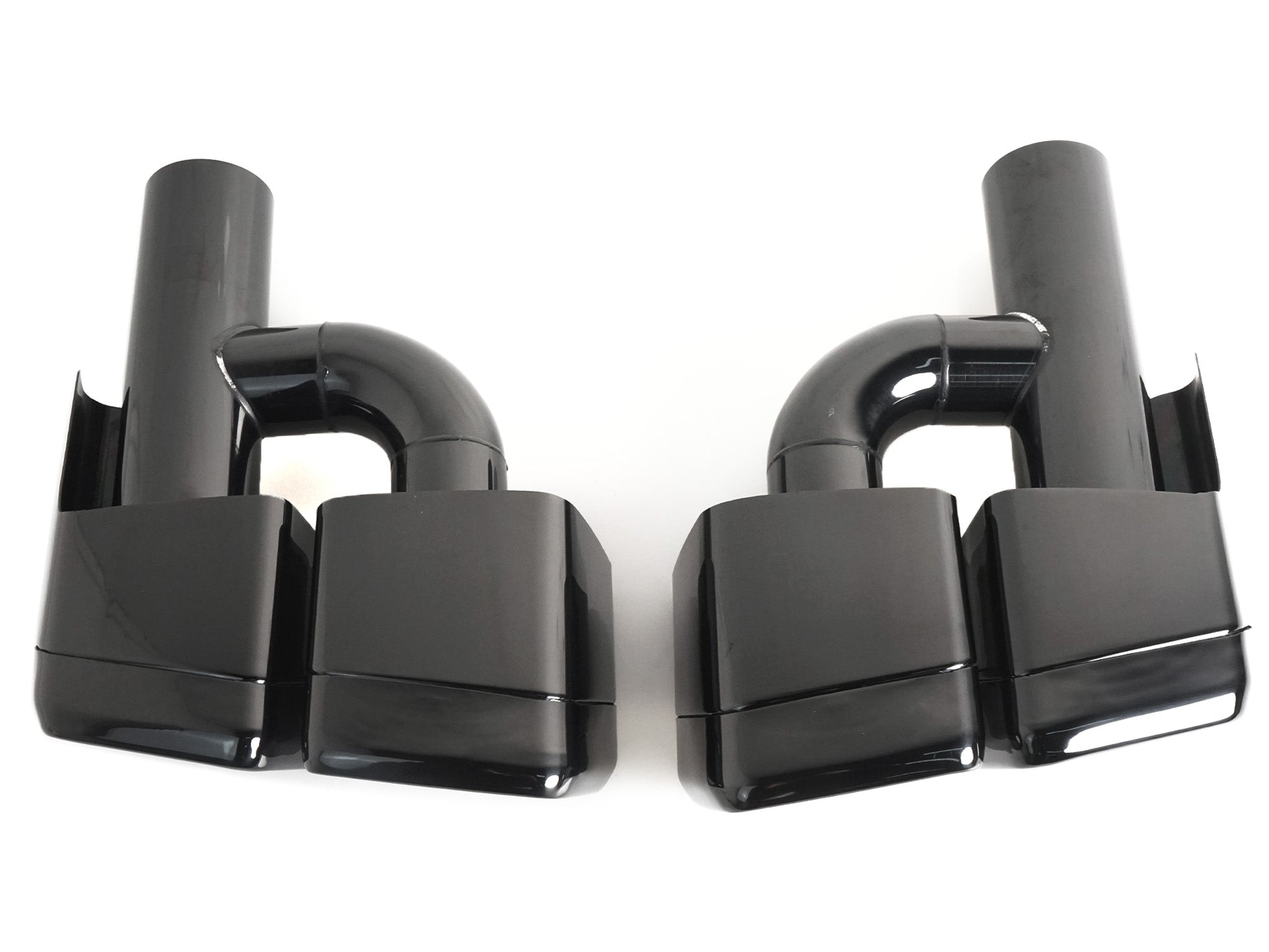 Auspuffblenden Endrohre H Eckig Schwarz für Mercedes CLS C219 C218 W221 S63 AMG et92