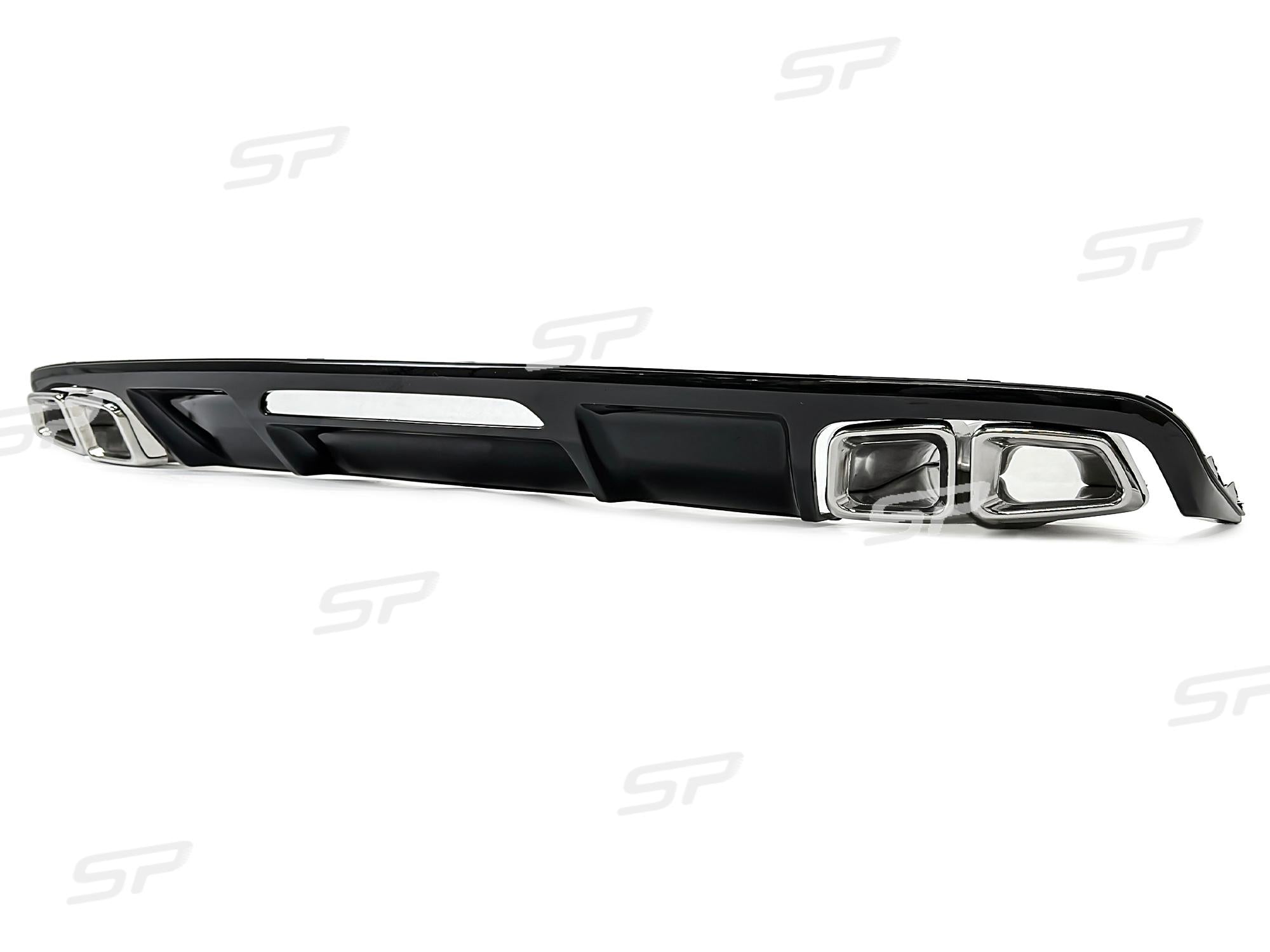 Schwarz Glanz Diffusor Silber Endrohre für Mercedes CLS W218 C218 AMG Line 2011-2017