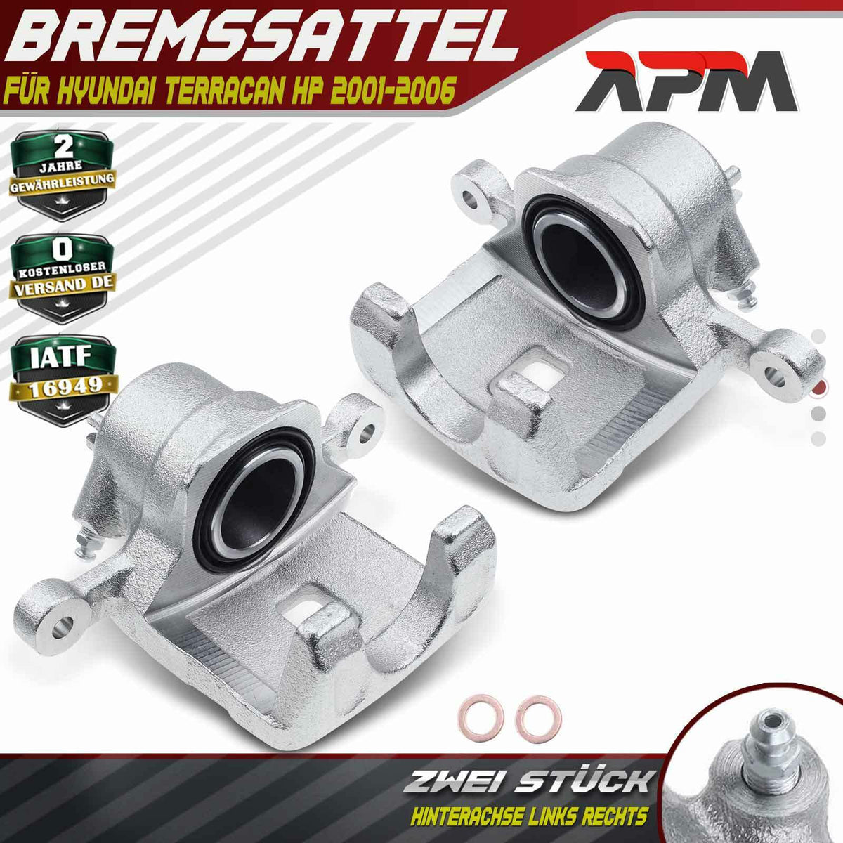 2x Bremssattel Bremsanlage Ø=43 mm Hinten L+R für Hyundai Terracan HP 2001-2006