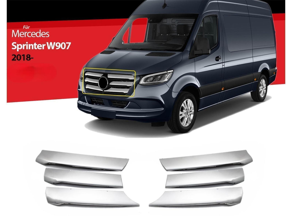 Kühlergrillleisten für Mercedes Sprinter W907 ab 2018 Edelstahl Grillleiste 6tlg