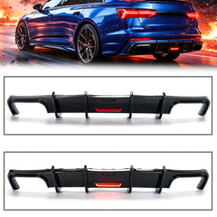 Schwarz Diffusor Heckdiffusor mit LED Licht für Audi A6 S6 C8 S Line ohne AHK KEIN ABE