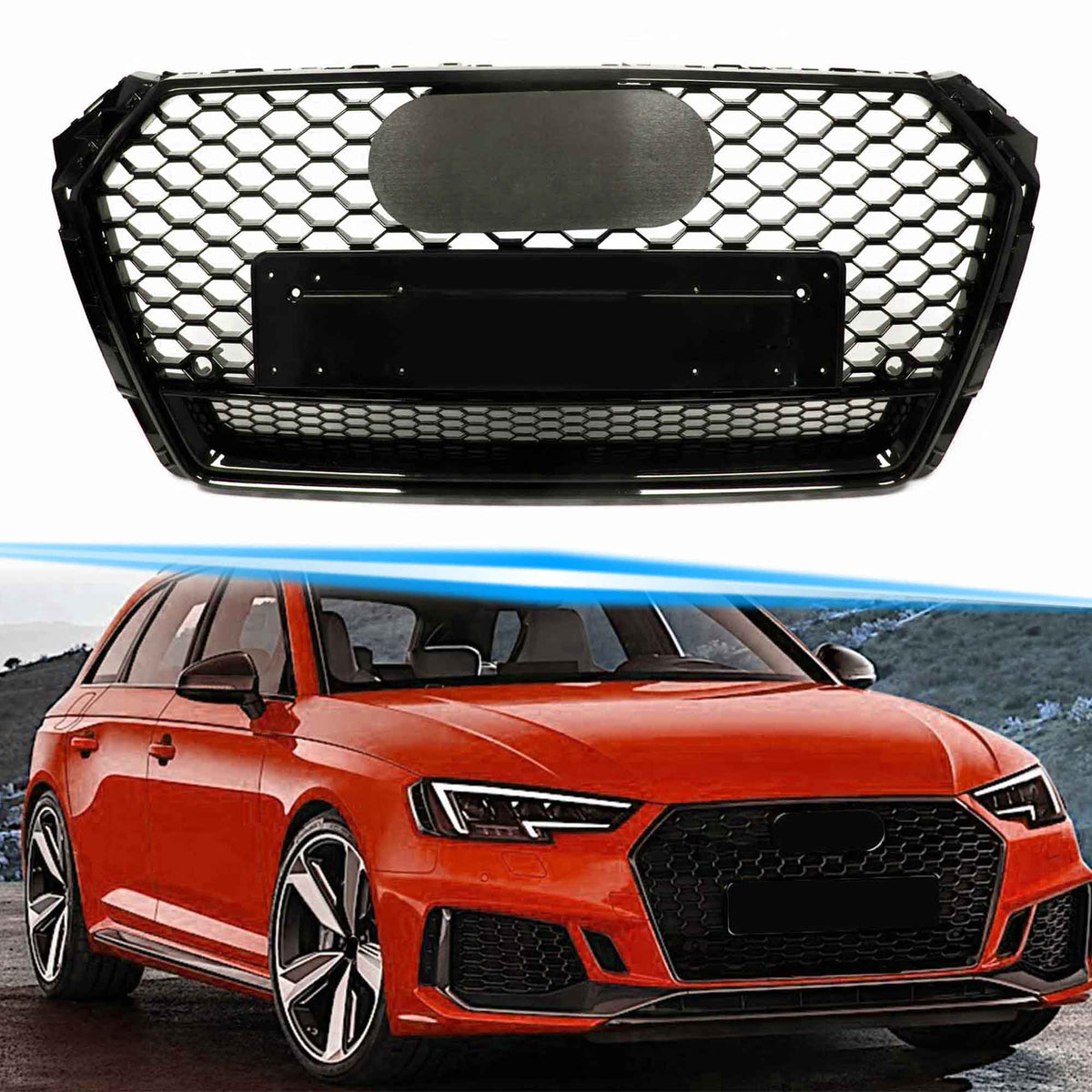 Wabengrill Grill Kühlergrill Schwarz für AUDI A4 S4 B9 Limo Avant S-Line 15-19