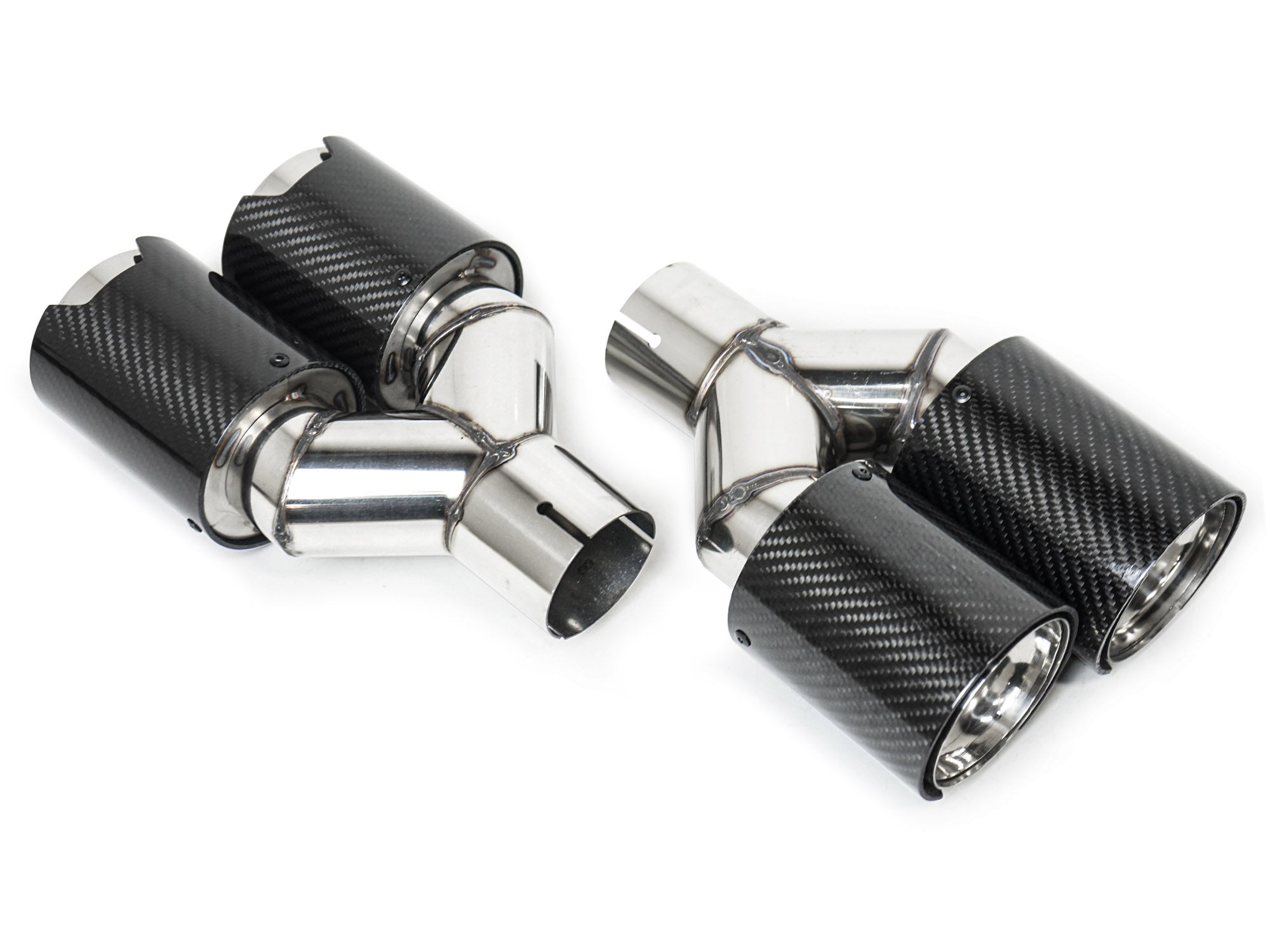 Carbon Chrom Doppel Endrohre Auspuffblenden Auspuff 4 Rohr Duplex für 5er F10 F11 535i 535d