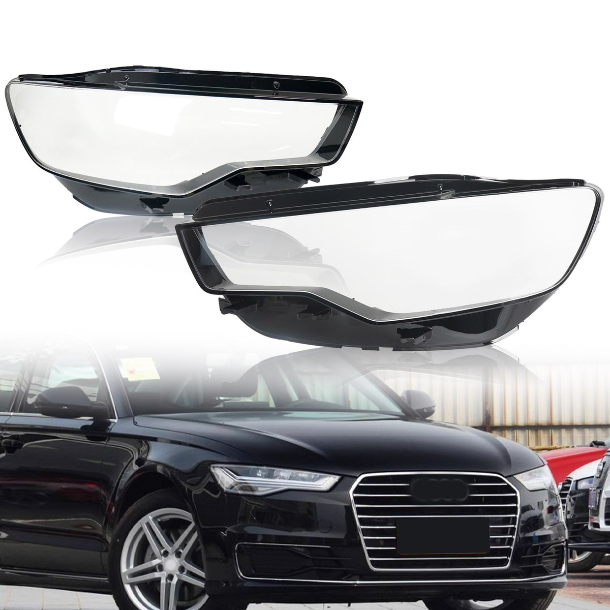 Scheinwerfer-Abdeckungen Glas Streuscheibe Paar für AUDI A6 C7 2010-2014
