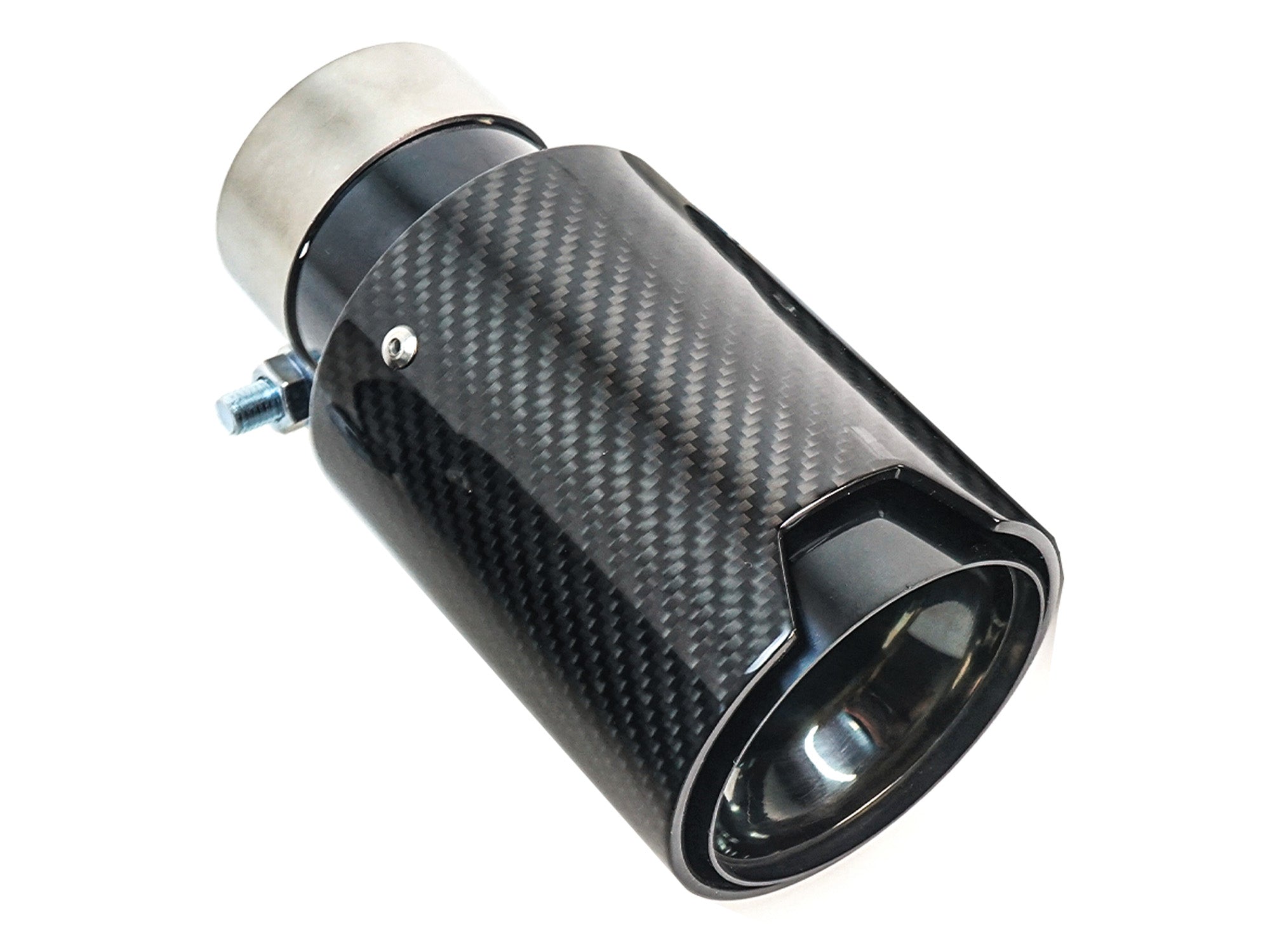 NEU Schwarz Chrom Carbon Fiber Auspuffblende Endrohre Sportauspuff Passend für Universal 60-63mm et278