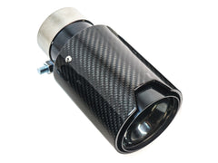 NEU Schwarz Chrom Carbon Fiber Auspuffblende Endrohre Sportauspuff Passend für Universal 60-63mm et278