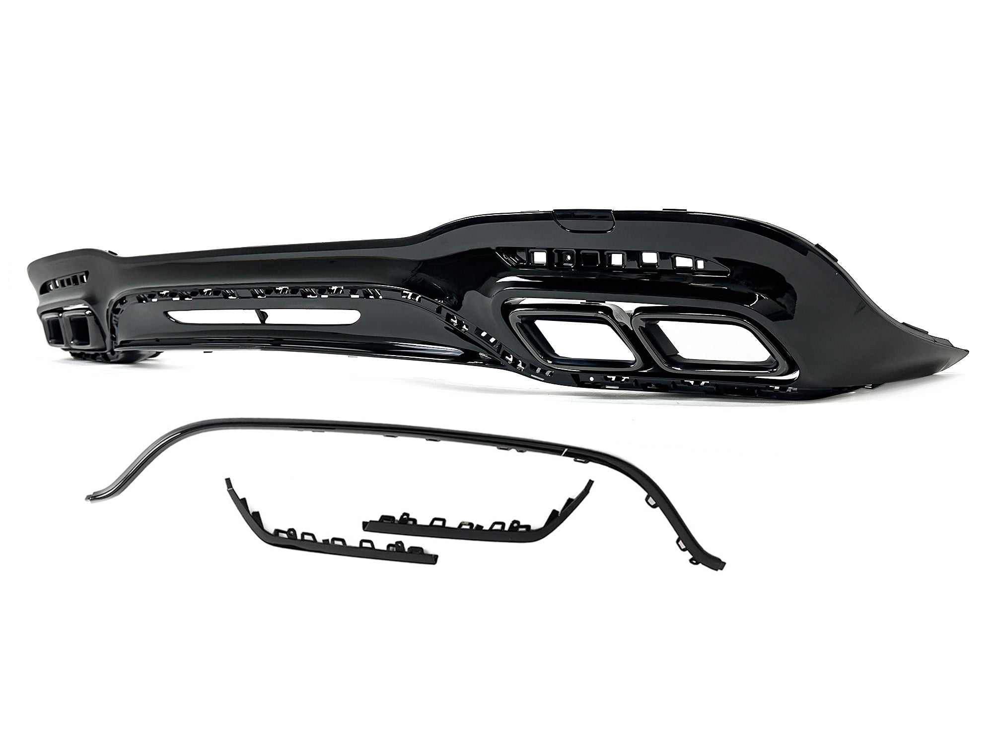 Heckdiffusor Diffusor Auspuff Schwarz für Mercedes W222 V222 AMG Line facelift 17-20