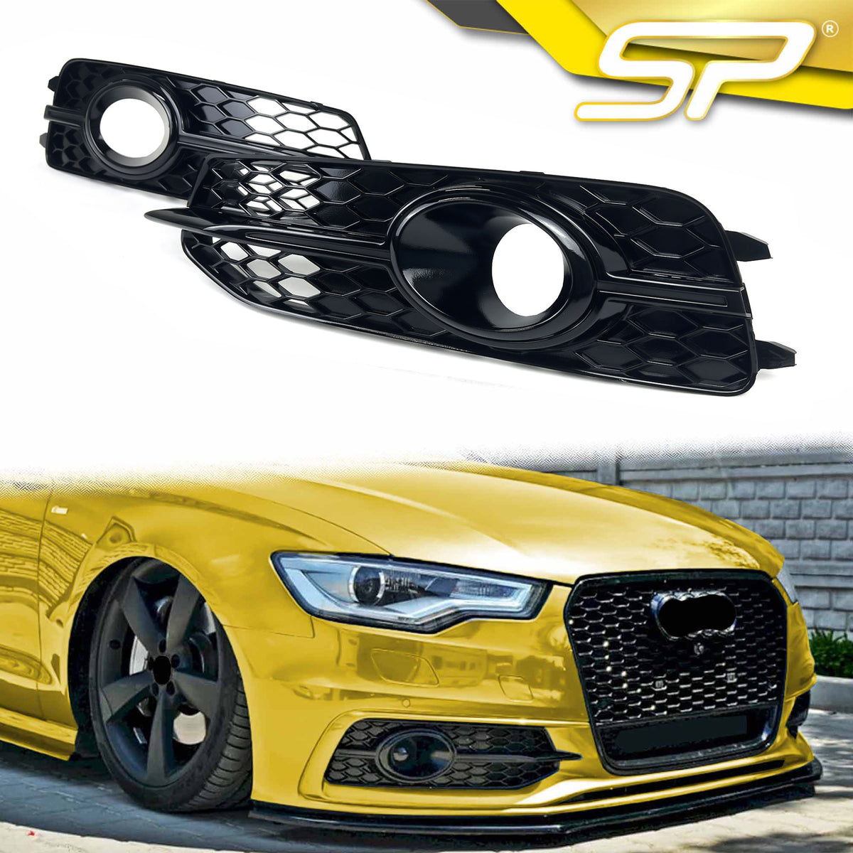 Lüftungsgitter Blenden Grill Gitter Schwarz für Audi A6 C7 S Line 2011-2014
