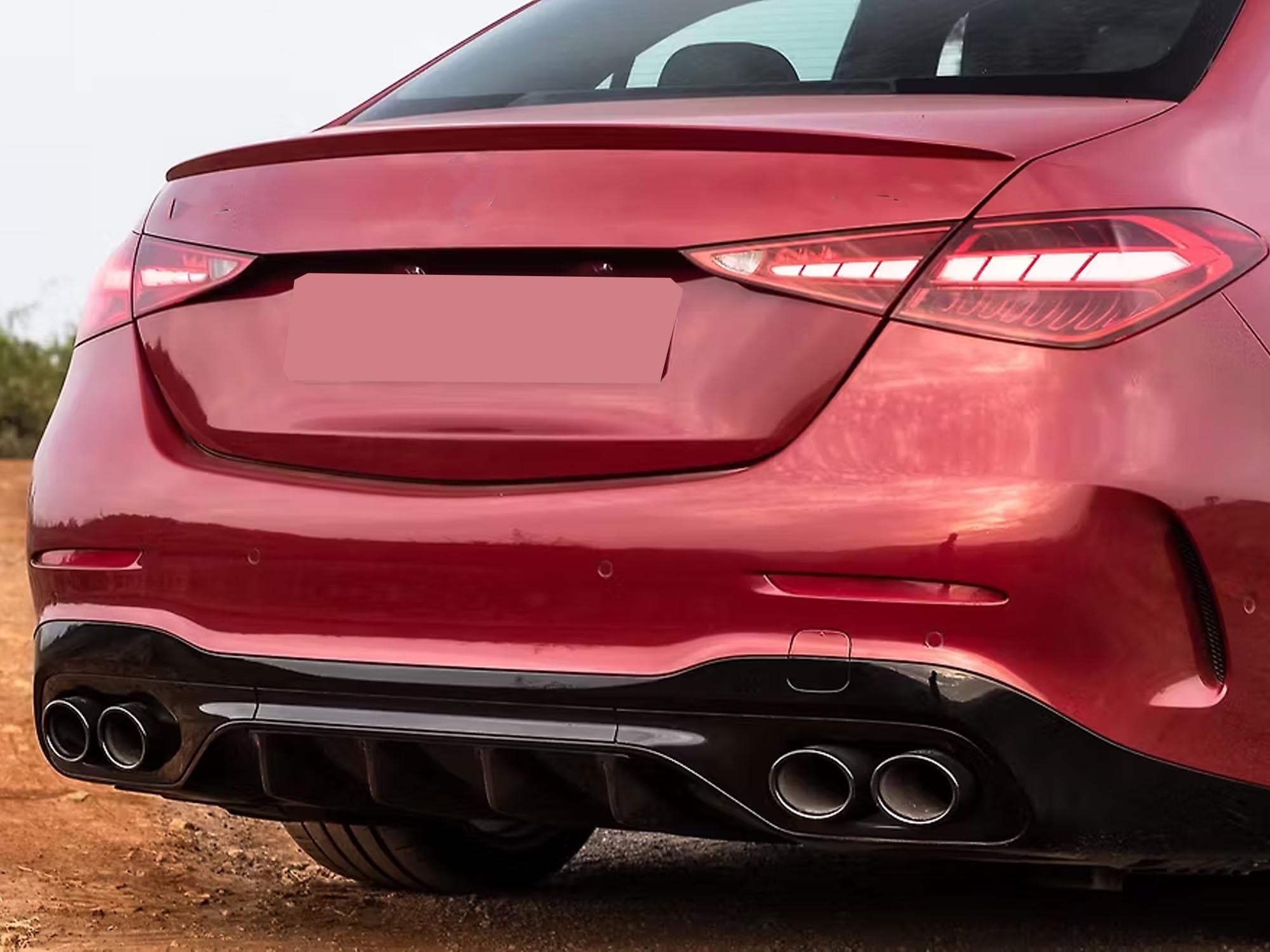 Schwarz Heckdiffusor Endrohre für Mercedes W206 S206 C43 AMG Line 2022+