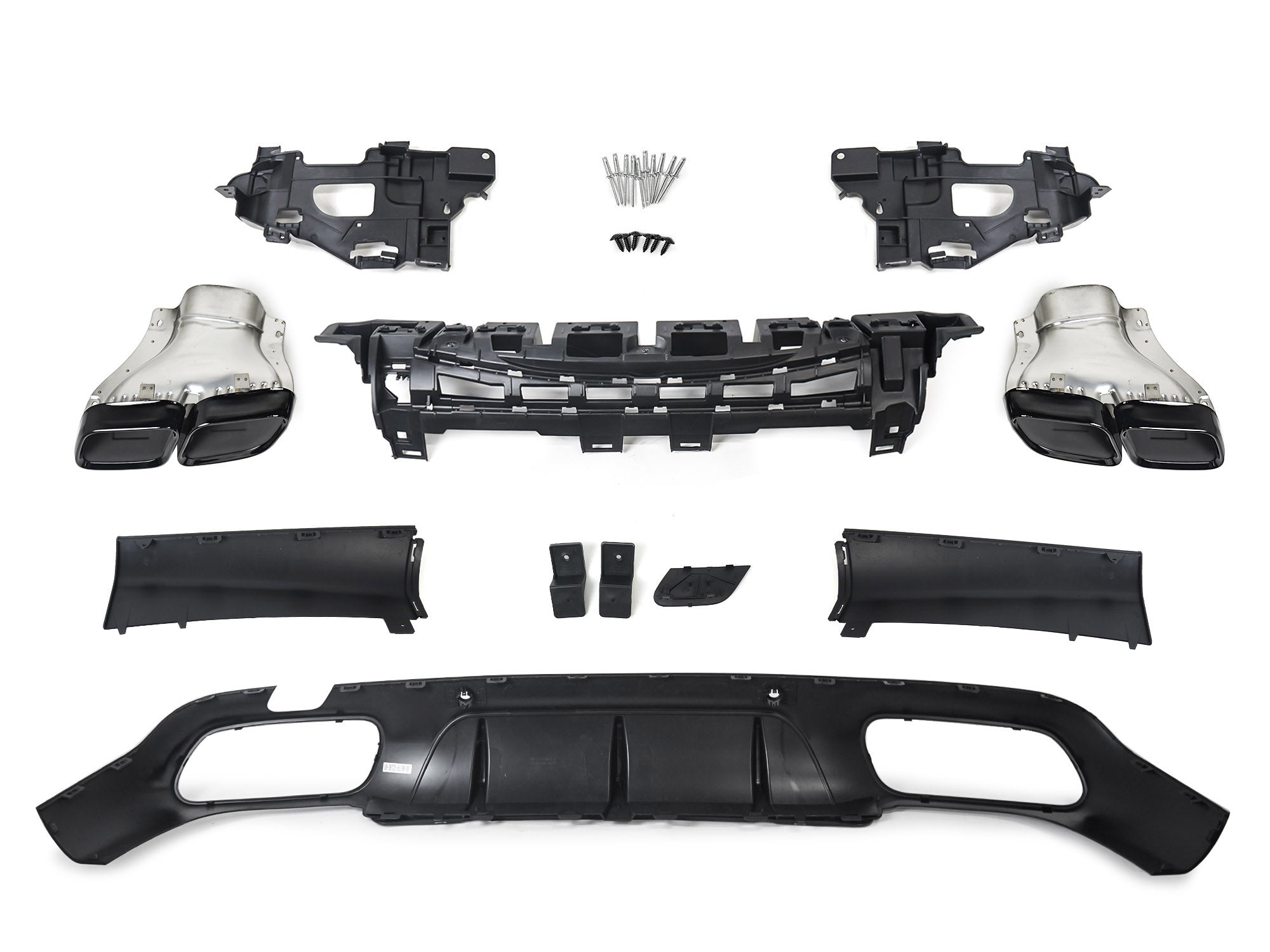 Heckdiffusor Auspuffblenden Schwarz Glanz für Mercedes CLS C257 AMG Line 18-23 OHNE ABE