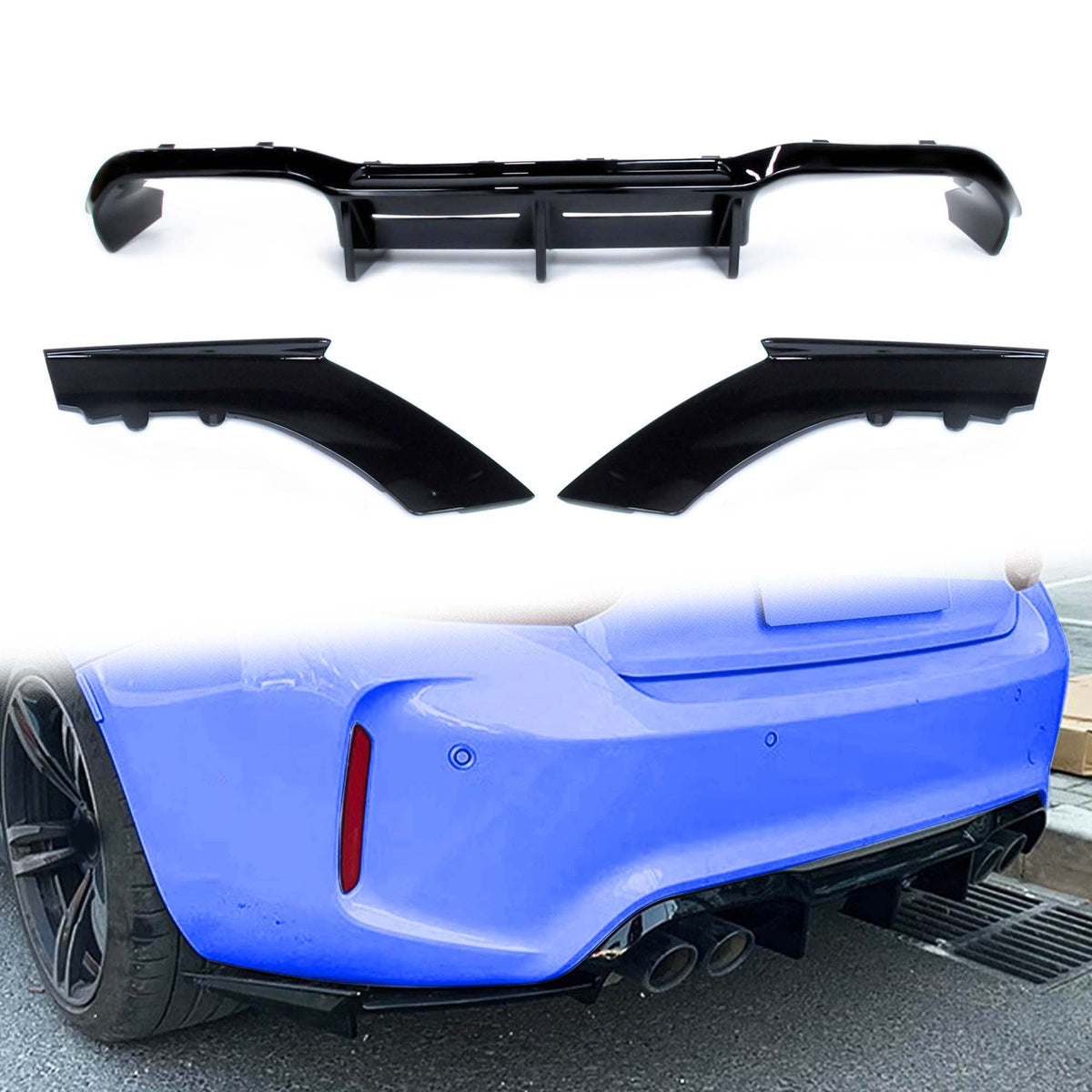 Diffusor Heckdiffusor Glanz Schwarz Passend für M2 F87 Coupe 2-Türer 2015-2018 OHNE ABE