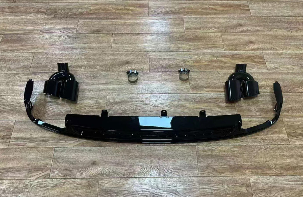 S6 Look Diffusor + Auspuffblenden Schwarz für AUDI A6 C8 mit Serienstoßstange ab 2018 di249