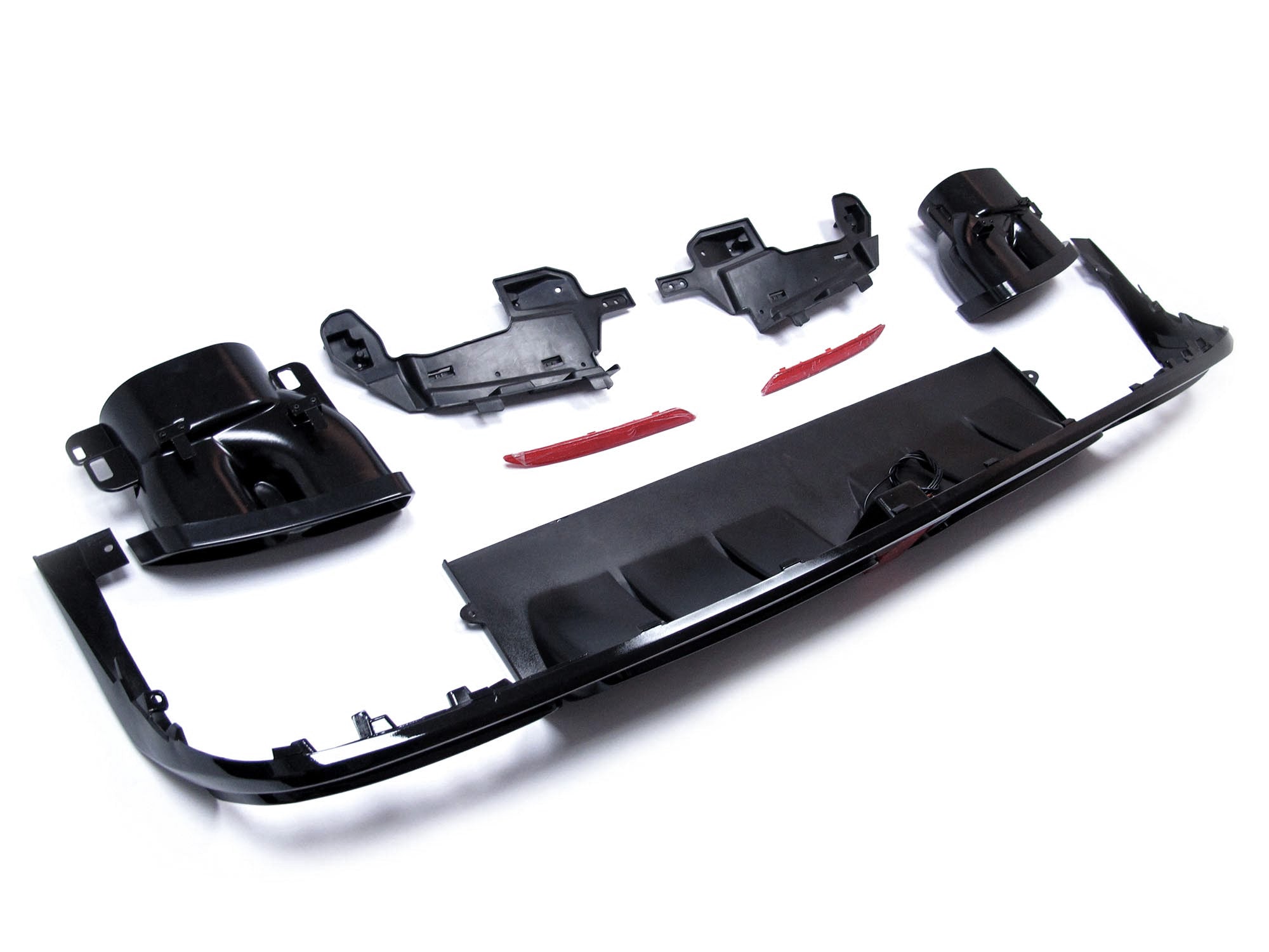 Diffusor Heckdiffusor + Auspuffblenden Schwarz Barbus Optik für Mercedes S-Klasse W222 V222 AMG Line VFL 2013-2017 di136