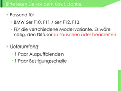 Schwarz 8 Zylinder Optik Auspuffblenden Endrohrblende Endrohr Edelstahl Passend für 5er F10 F11 520d 520i 6er F12 F13 640d 650i et88