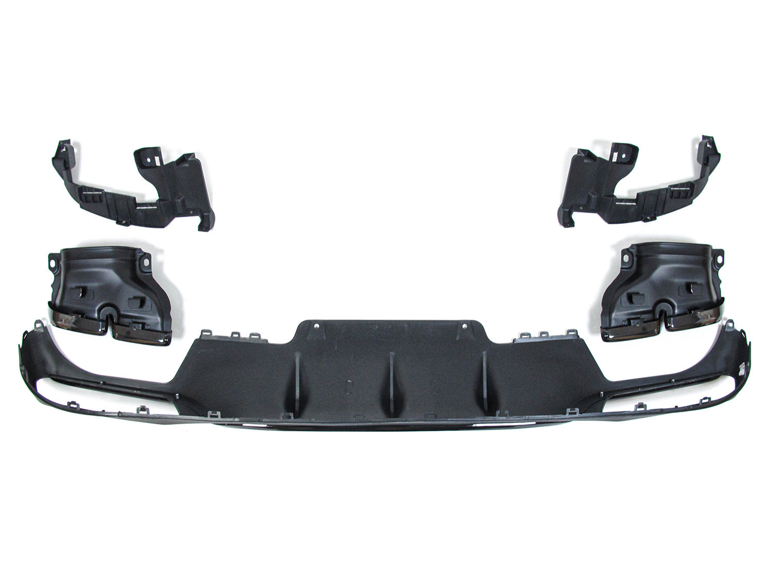 NUR FÜR BENZIN Heck Diffusor + Auspuffblenden Schwarz für Mercedes E-Klasse W213 S213 Avantgarde di34