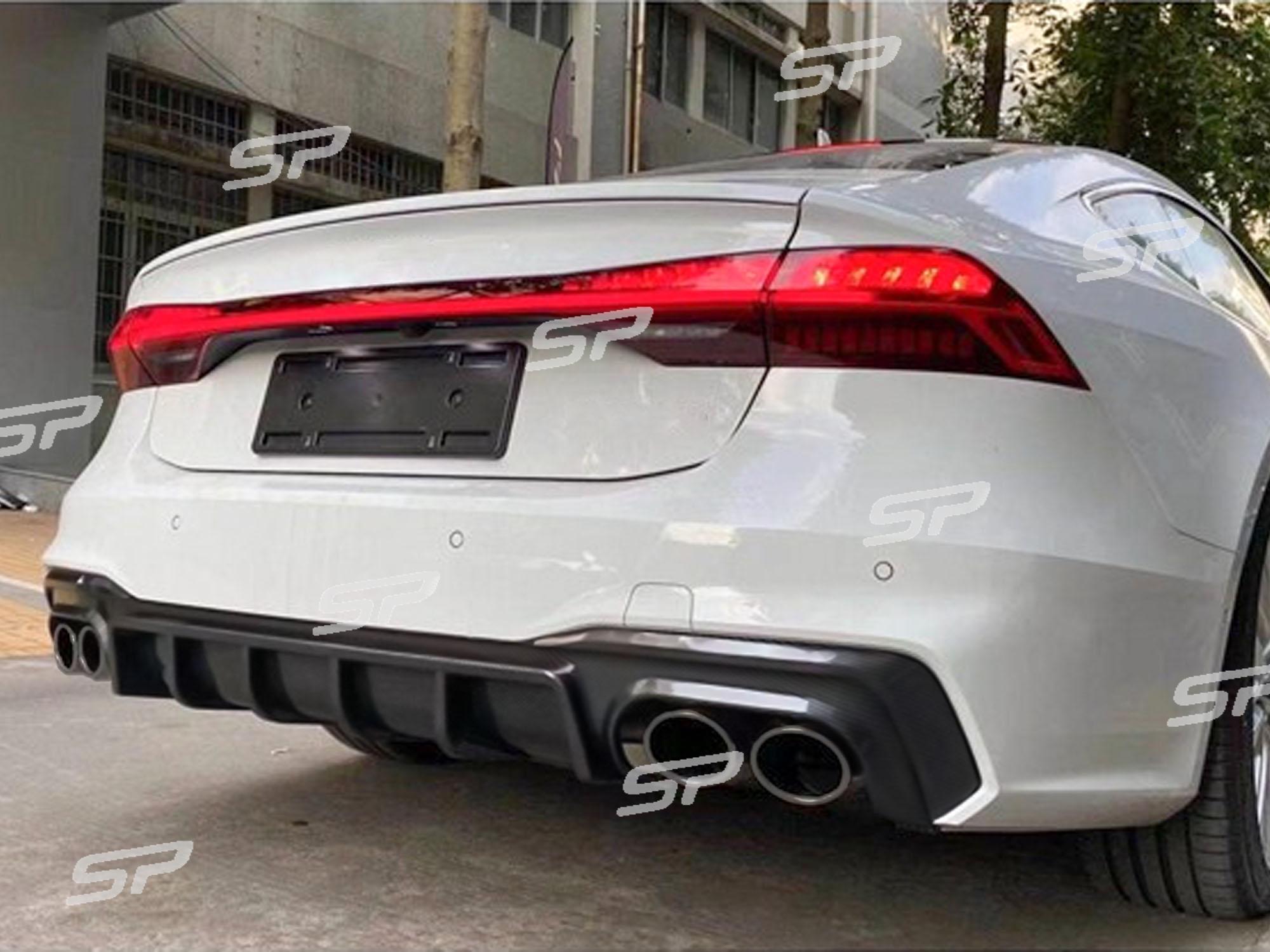 Schwarz Diffusor Heckdiffusor + Auspuffblenden für AUDI A7 S7 C8 4K Sportback S Line ab 2018 di85