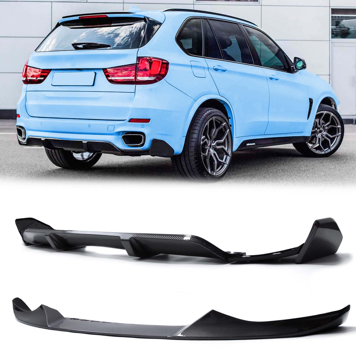 Diffusor Heckdiffusor + Front Spoiler Lippe Stoßstange Carbon Optik für BMW X5 F15 M Paket