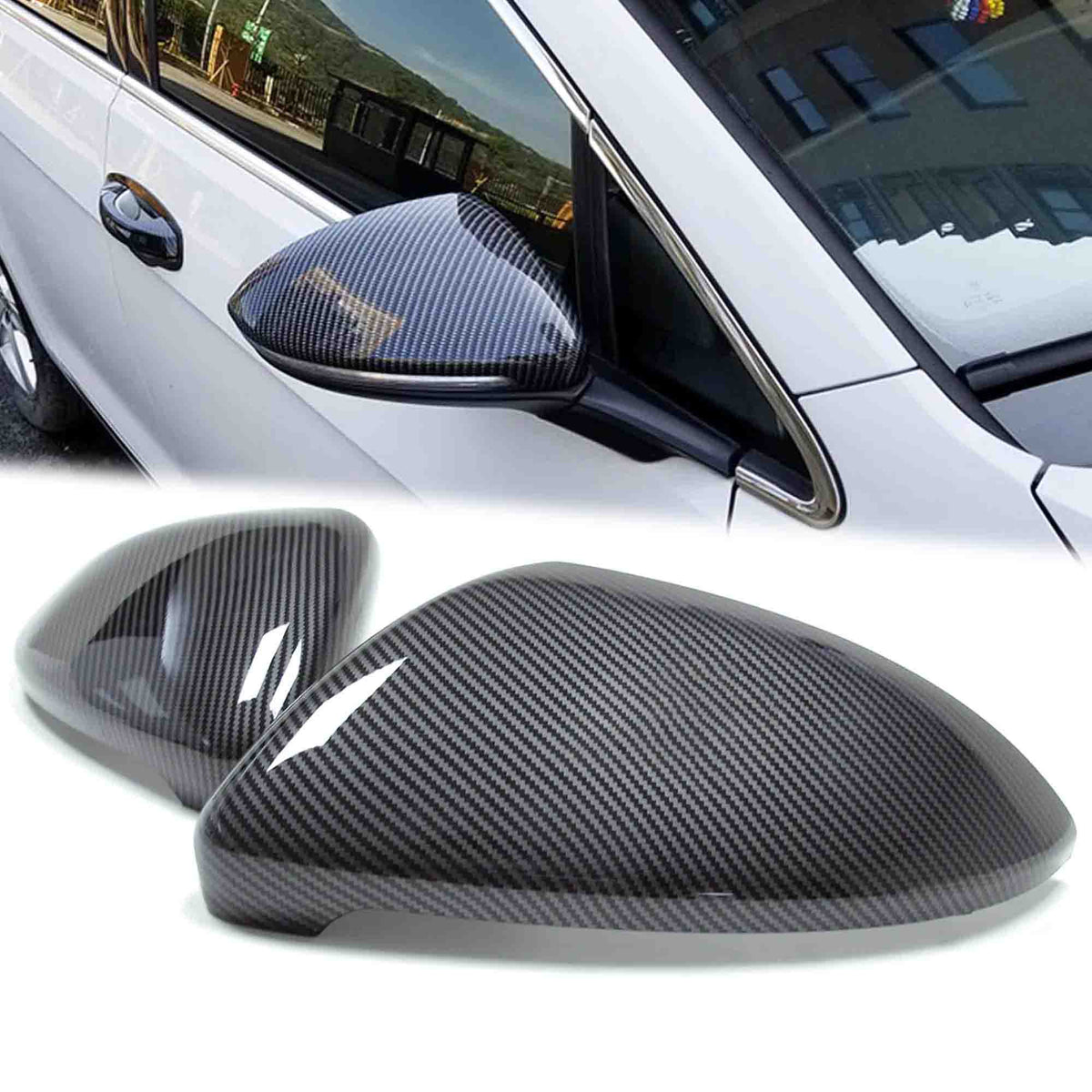 Volkswagen Golf 7 / Golf 7.5 2013-2020 Spiegelkappen – Zwart / Carbon / Mat  chrome
