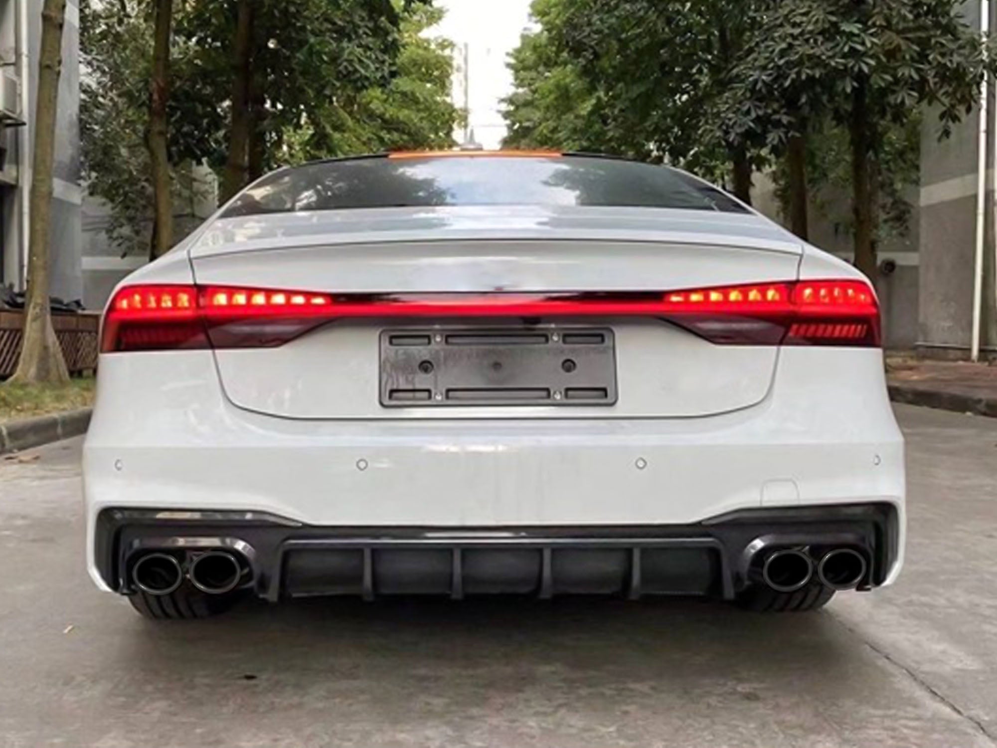 Schwarz Diffusor Heckdiffusor + Auspuffblenden für AUDI A7 S7 C8 4K Sportback S Line ab 2018 di85