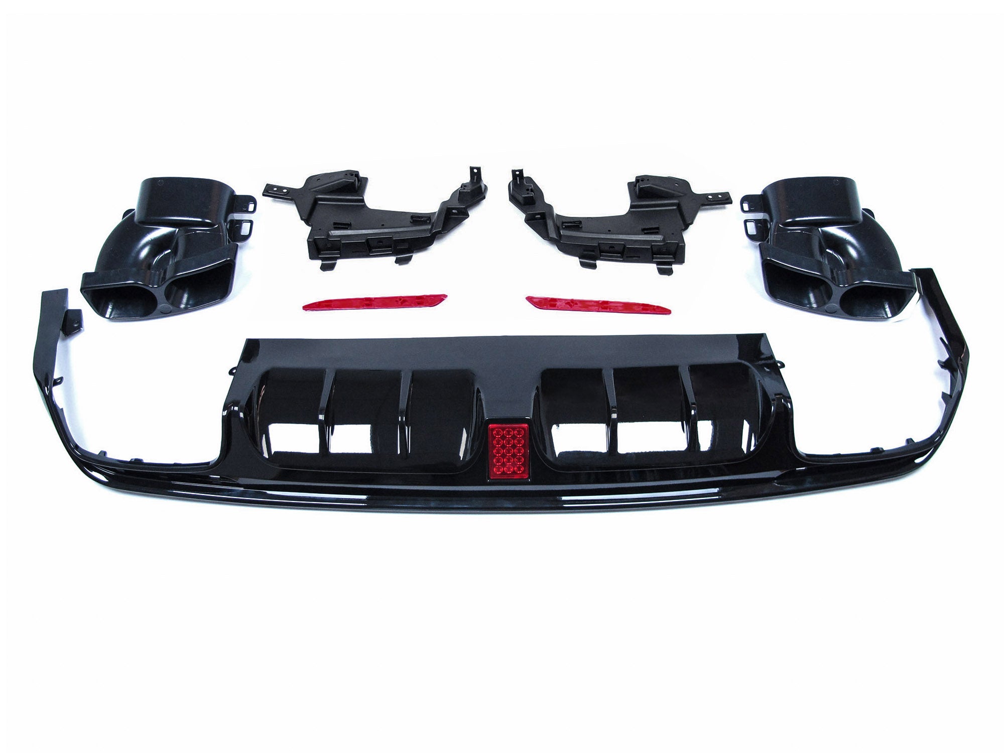Diffusor Heckdiffusor + Auspuffblenden Schwarz Barbus Optik für Mercedes S-Klasse W222 V222 AMG Line VFL 2013-2017 di136