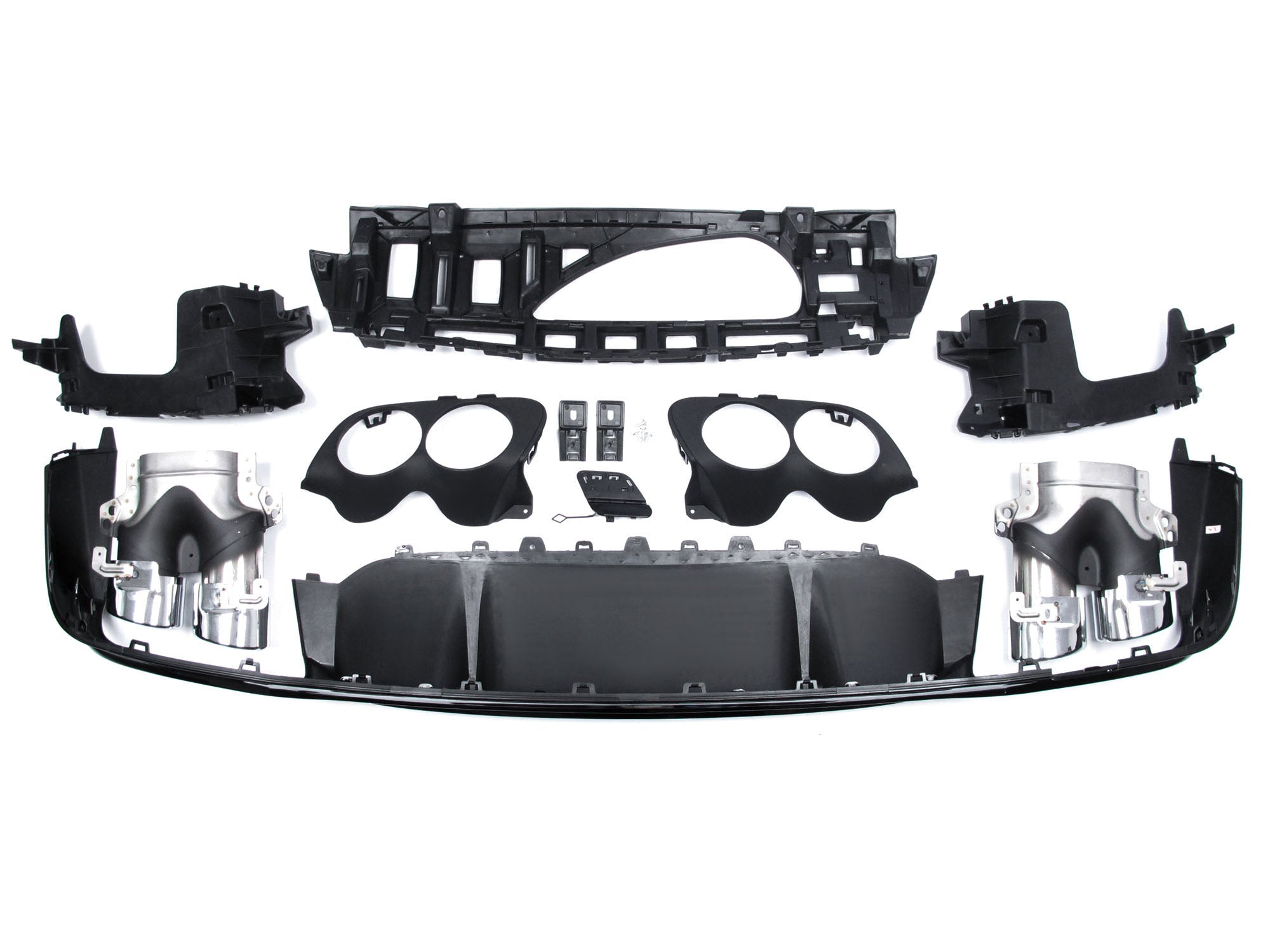 NUR FÜR BENZIN Diffusor Heckdiffusor + Auspuff Chrom für Mercedes E-Klasse W213 AMG Line MODF ab 07.2020 di125