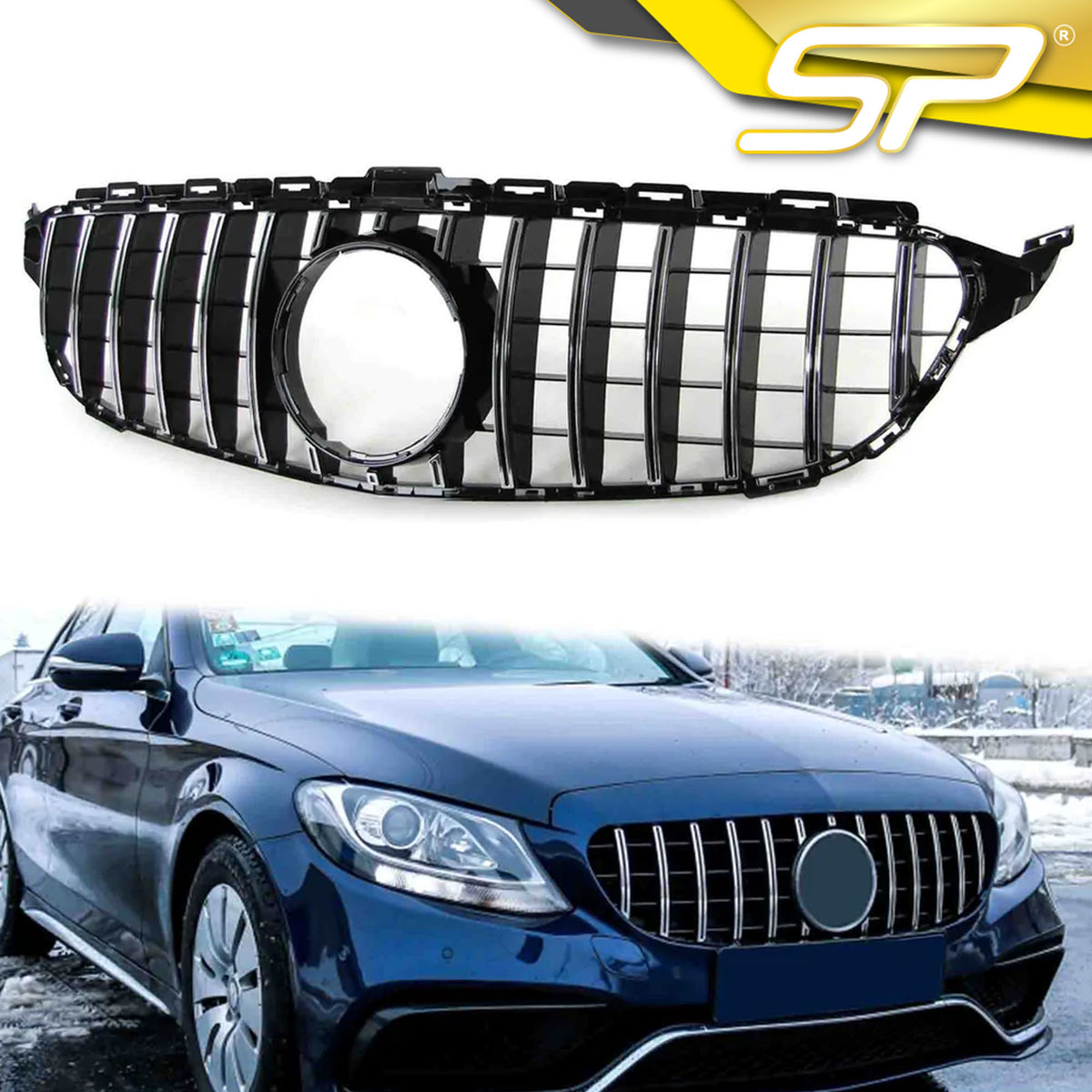 Kühlergrill Nieren Grill Chrom für Mercedes-Benz C-Klasse W205 S205 2013 2014 2015 2016 2017 2018