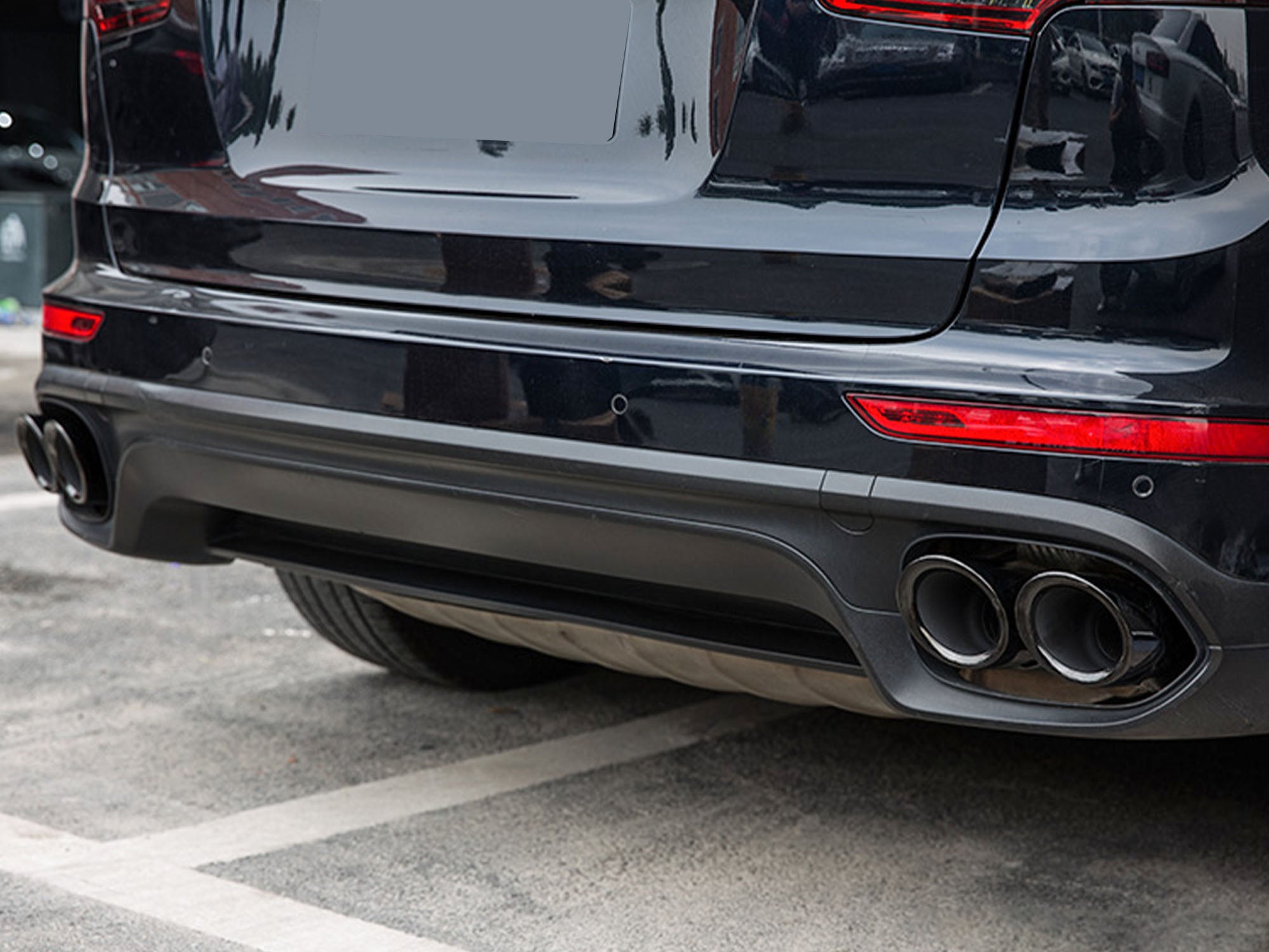 Sport Auspuff Auspuffblenden Endrohre Schwarz für Porsche Cayenne 92A V6 MOPF 2014-2017 et105