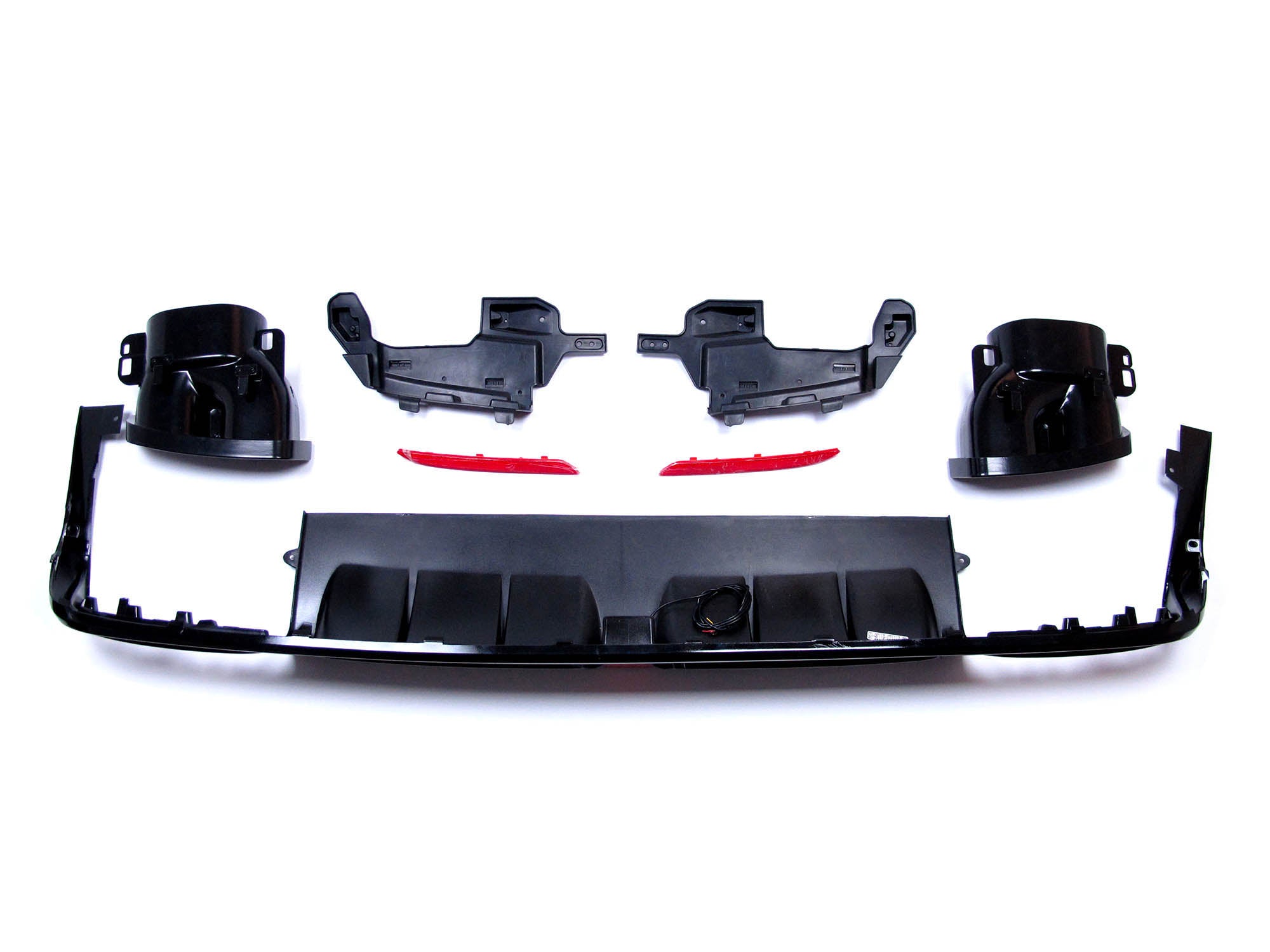Diffusor Heckdiffusor + Auspuffblenden Schwarz Barbus Optik für Mercedes S-Klasse W222 V222 AMG Line VFL 2013-2017 di136