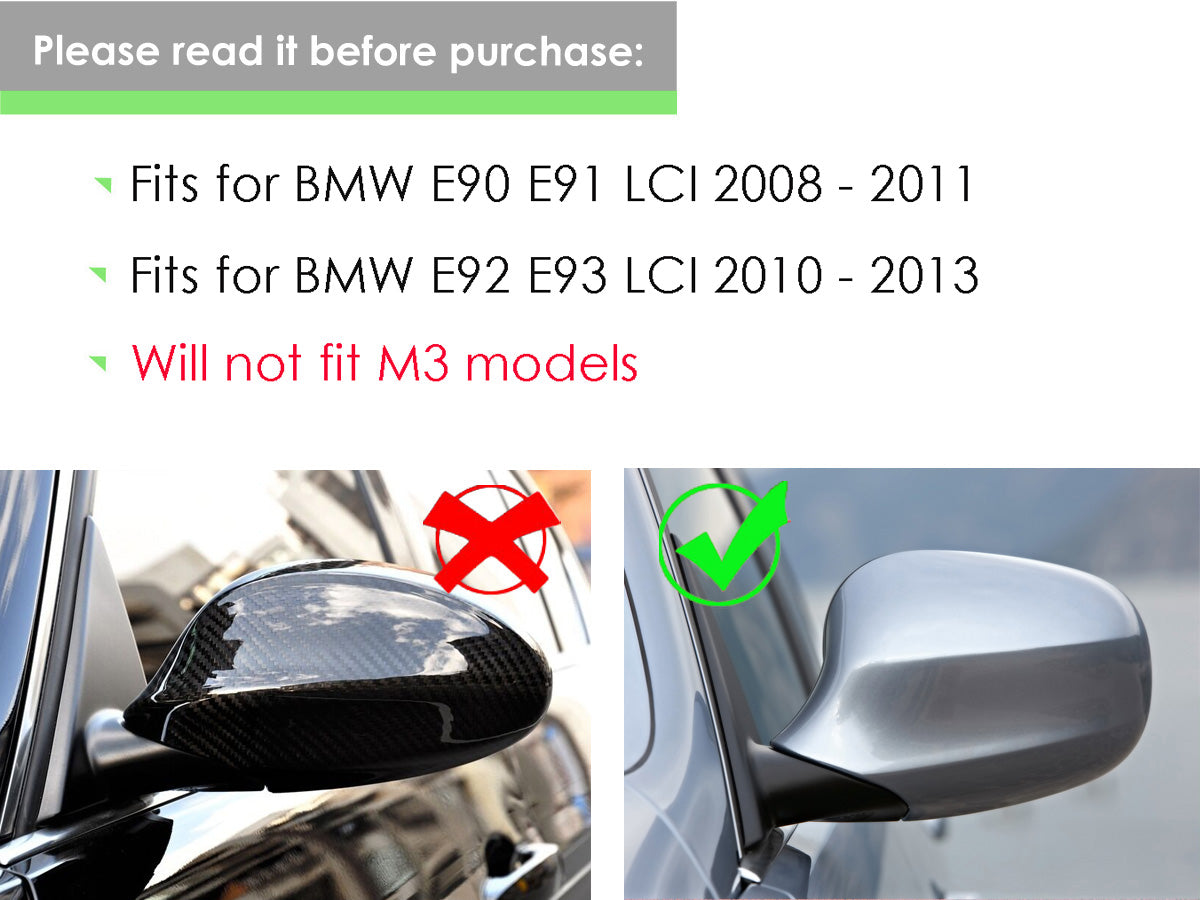 Schwarz Spiegelkappe Für BMW E90 E91 vor Facelift Außenspiegel Carbon  Gehäuse