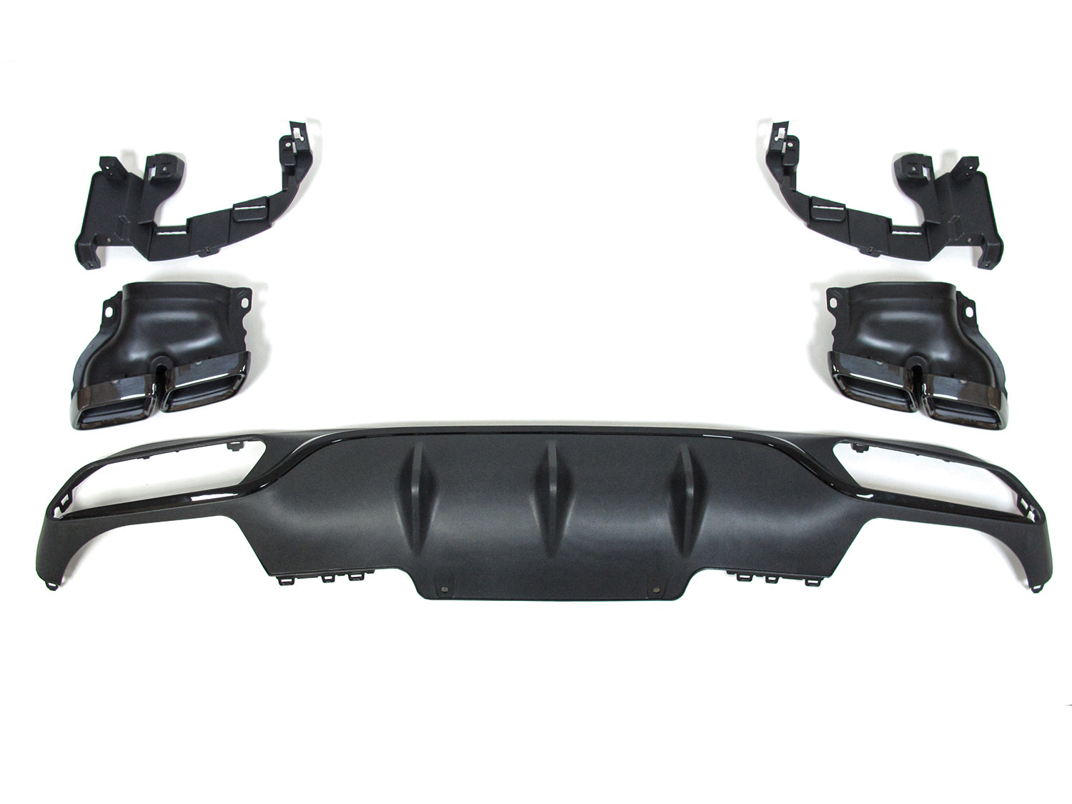NUR FÜR BENZIN Heck Diffusor + Auspuffblenden Schwarz für Mercedes E-Klasse W213 S213 Avantgarde di34