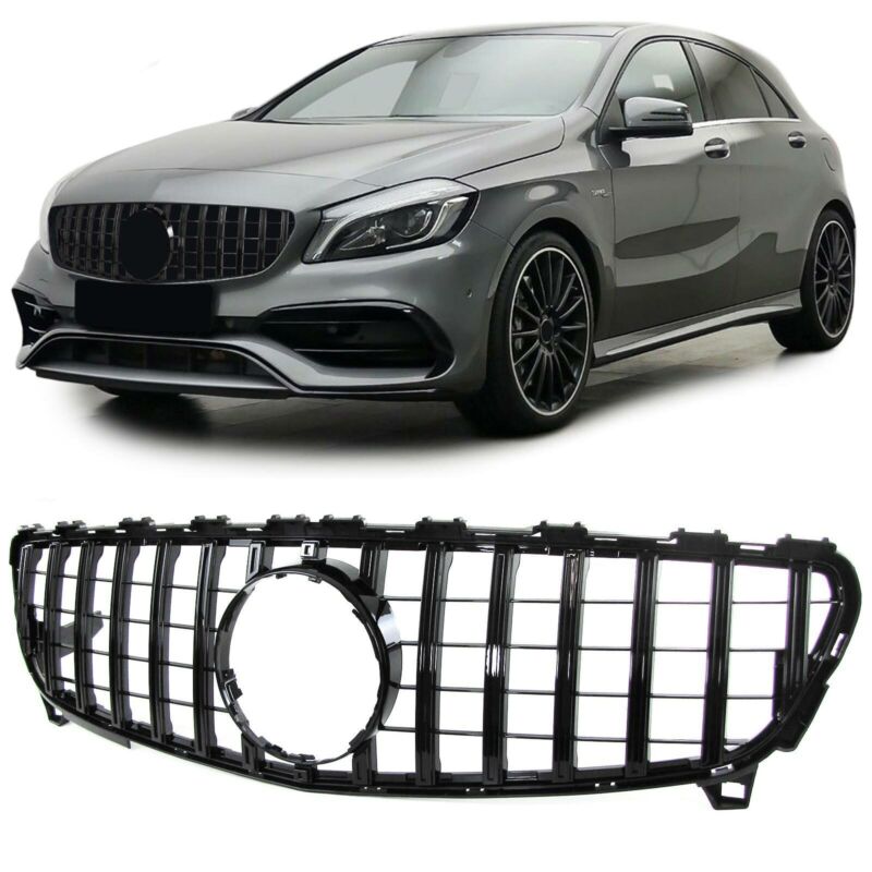 Kühlergrill GT Grill Schwarz Glanz für Mercedes Benz A Klasse A180 W176 Facelift 2015-2019