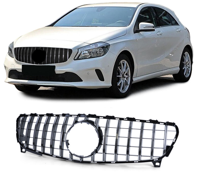 Kühlergrill GT Panamericana Grill Chrom für Mercedes Benz A Klasse W176 Facelift 2015-2019